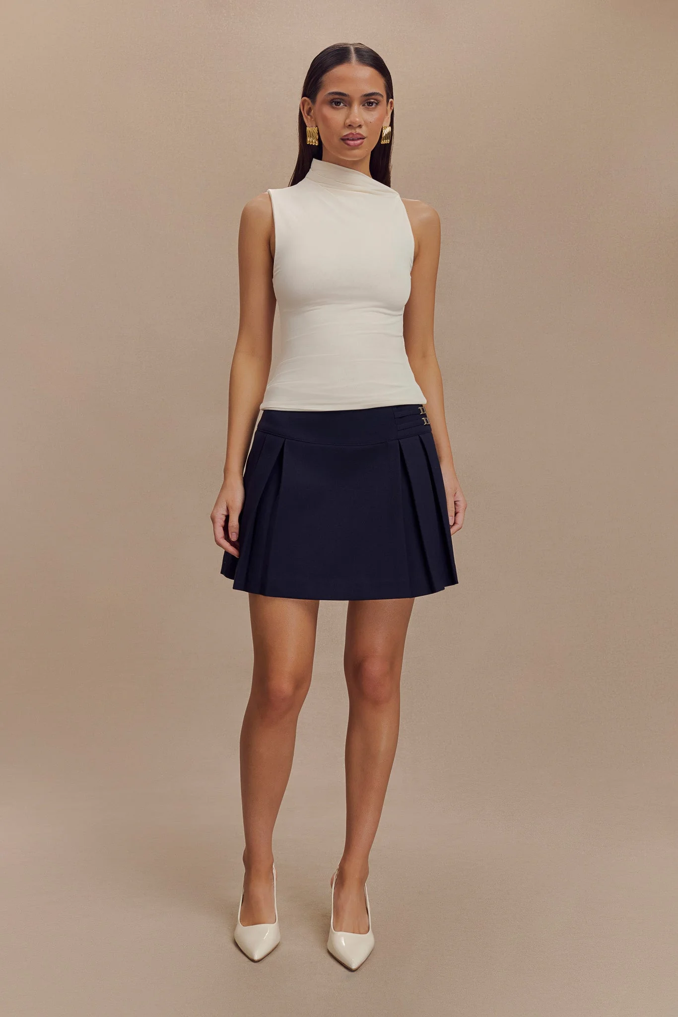 Hadleigh Sleeveless Slinky Top - Ivory - Image 6