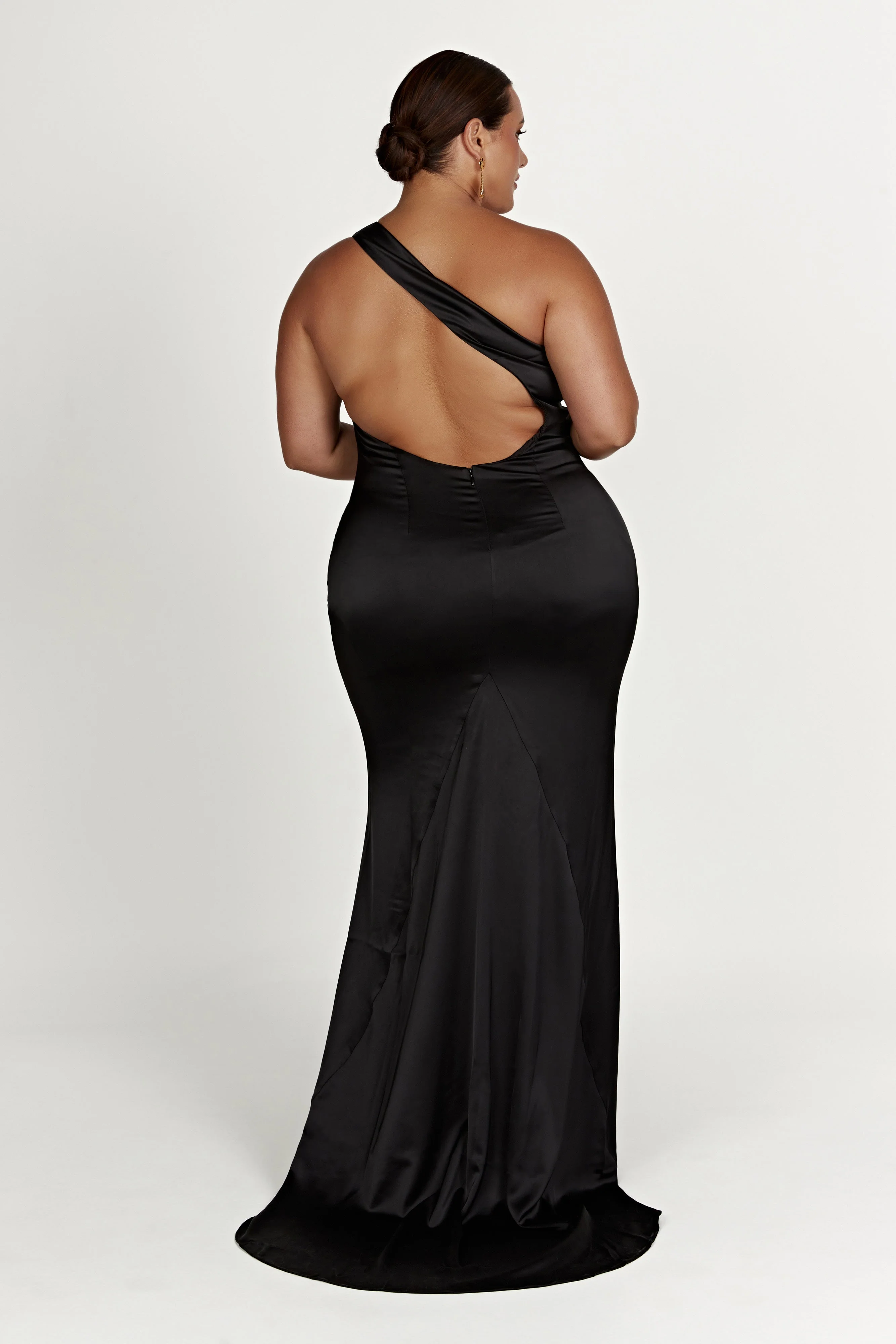 Harper One Shoulder Gown - Black - Image 10