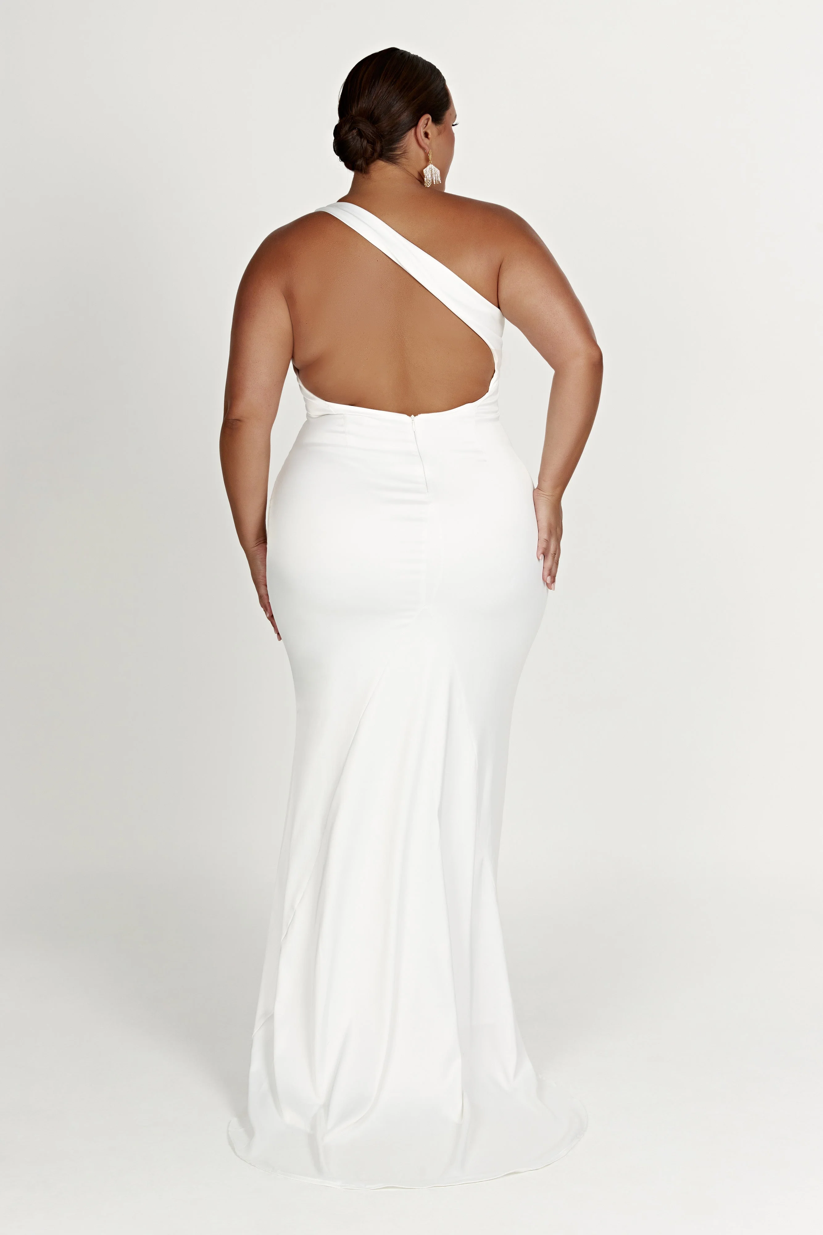Harper One Shoulder Gown - White - Image 7