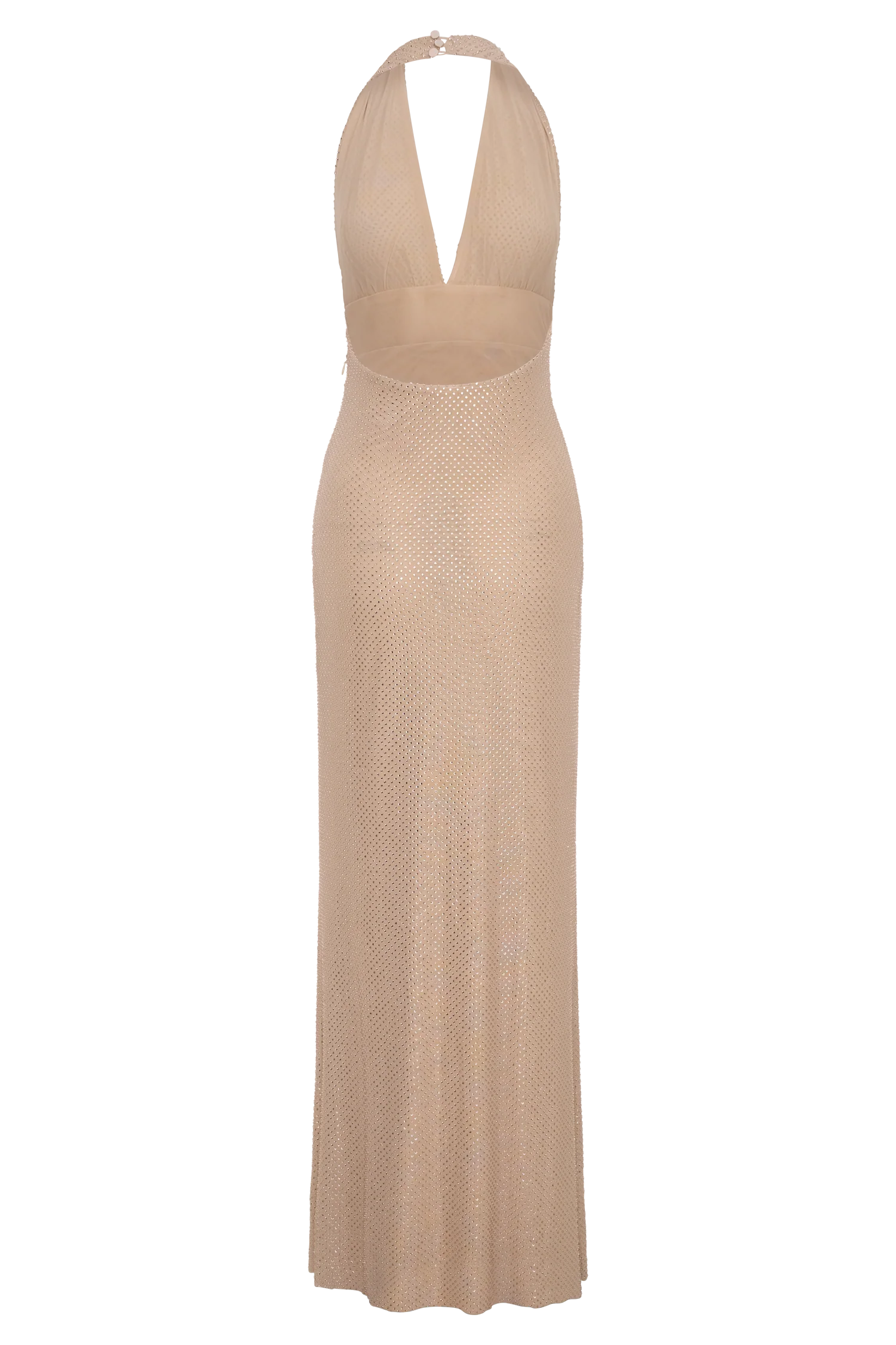 Harriet Halter Neck Diamante Maxi Dress - Sandy Gold - Image 12