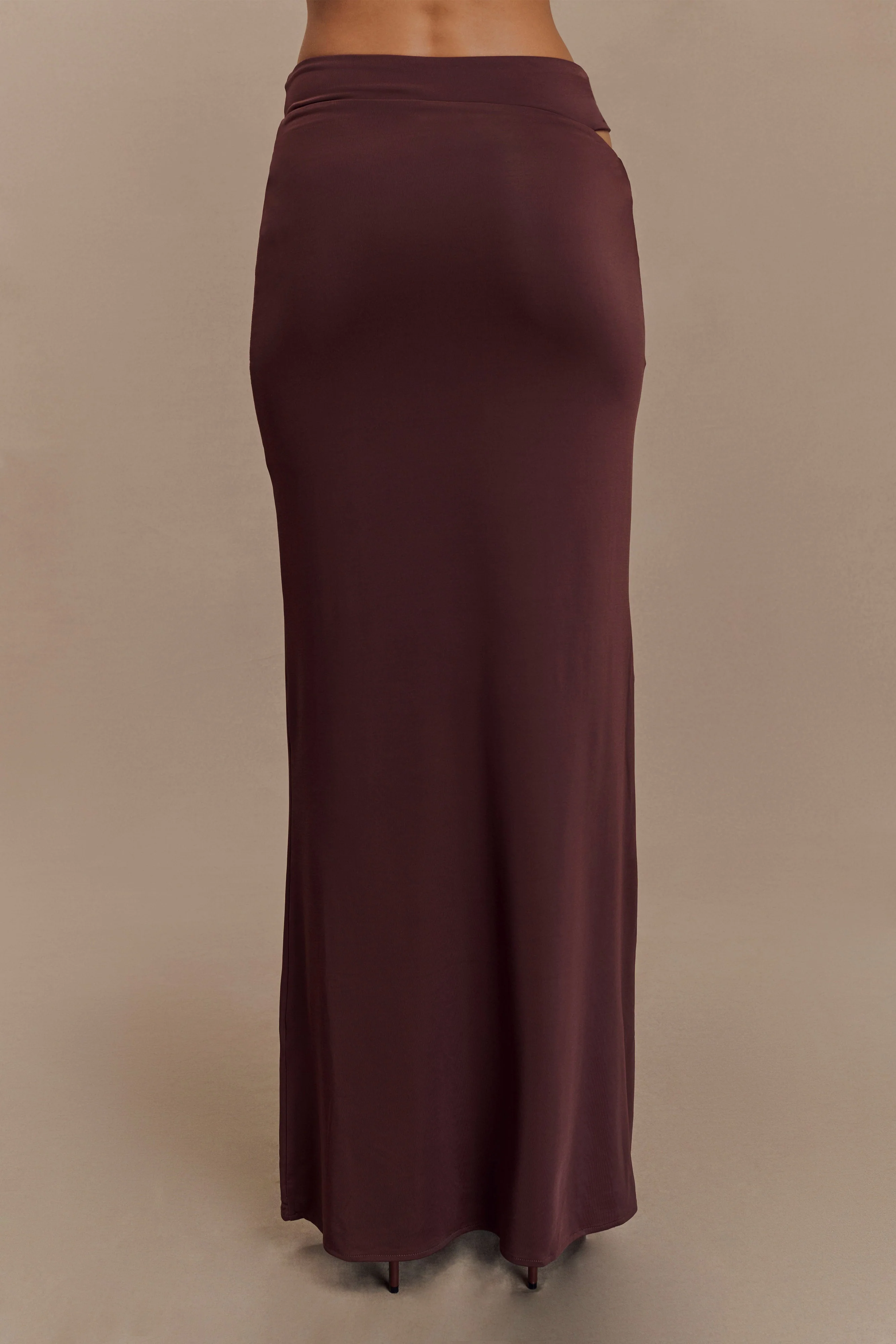 Haven Slinky Twist Midi Skirt - Chocolate - Image 2