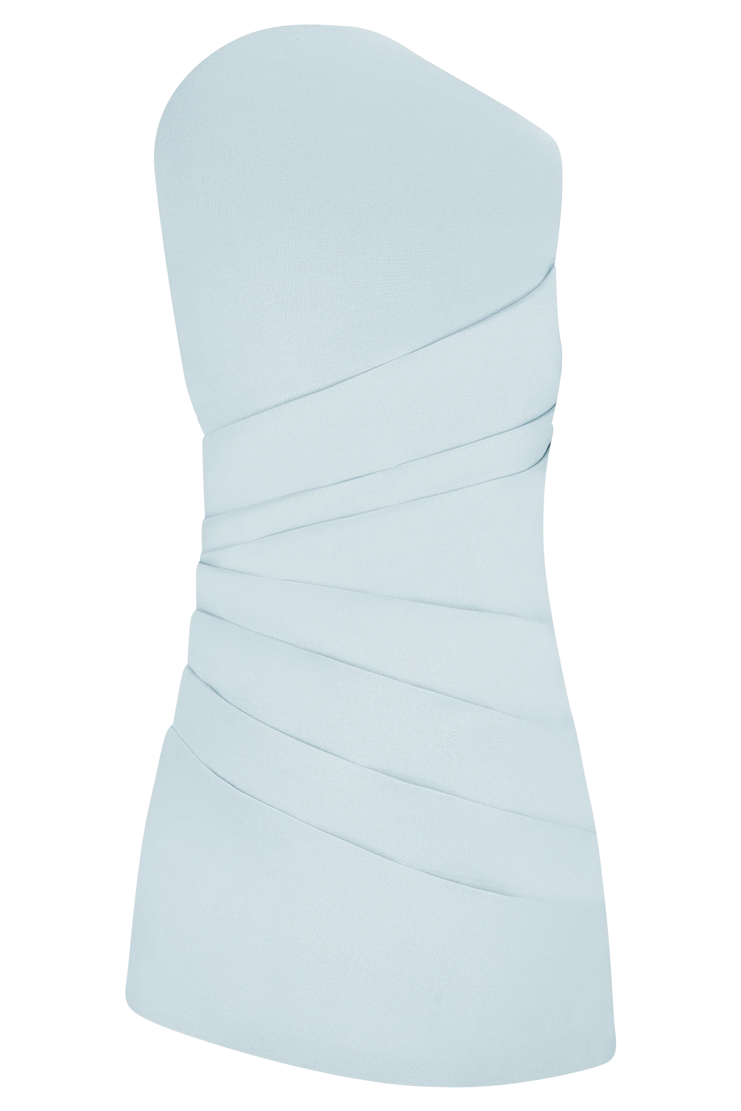 Helena One Shoulder Linen Mini Dress - Powder Blue - Image 10