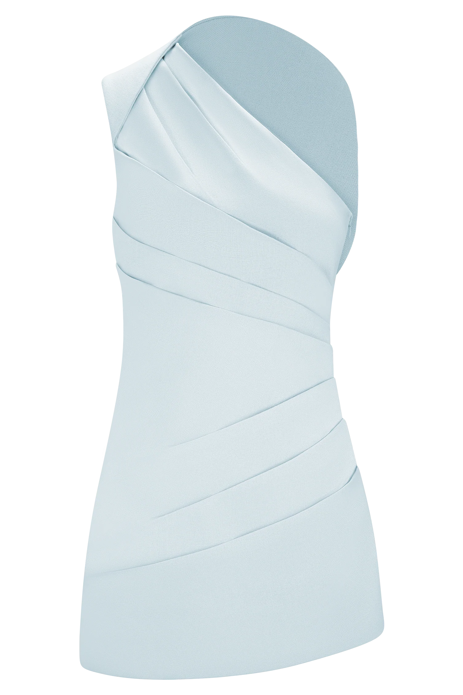 Helena One Shoulder Linen Mini Dress - Powder Blue - Image 11