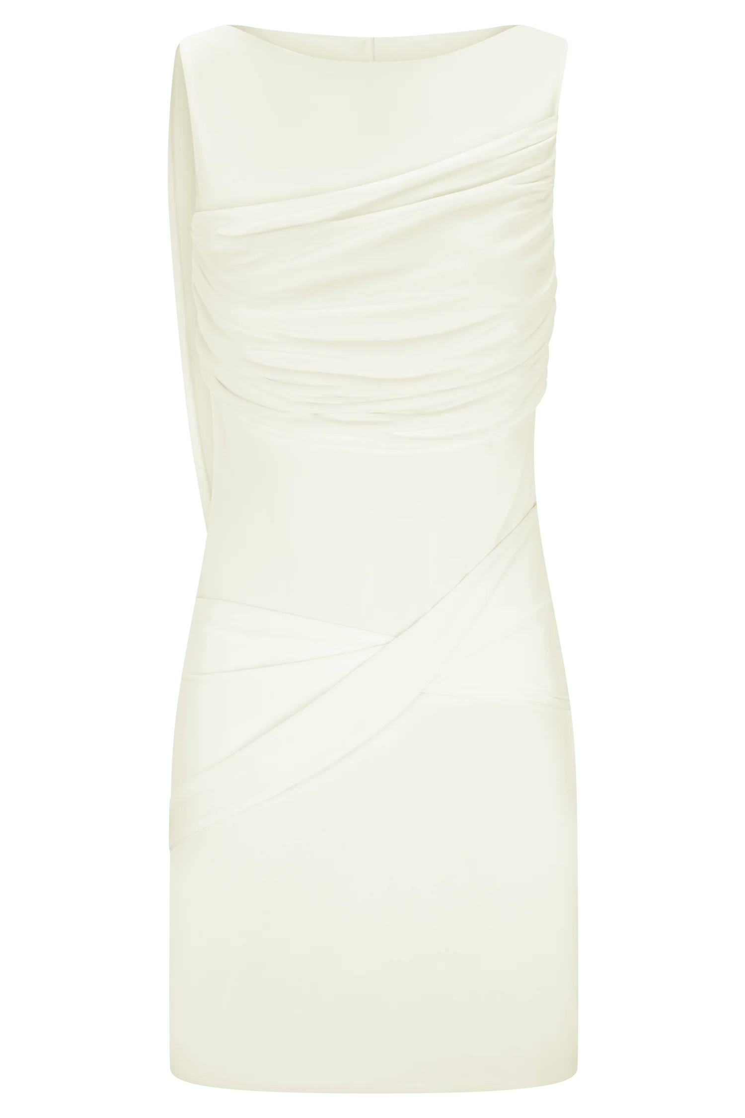 Henley Slinky Drape Mini Dress - Ivory - Image 9
