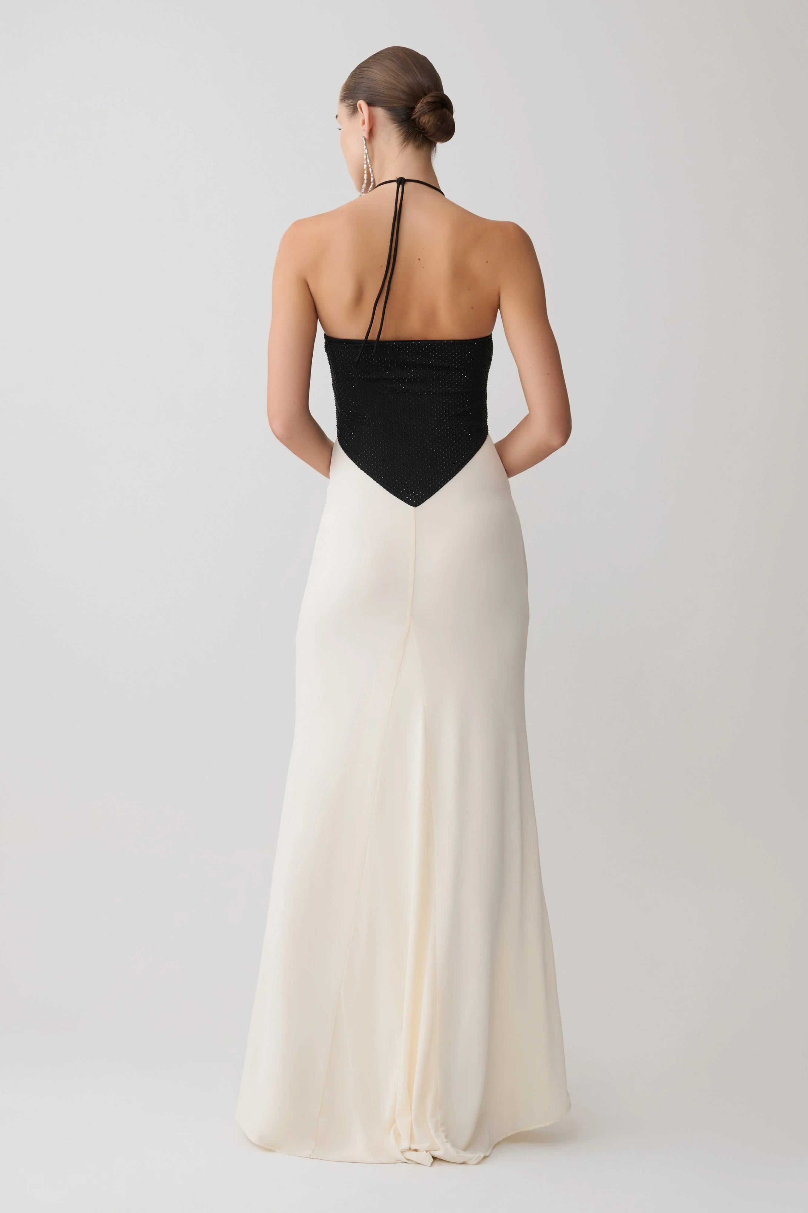Hien Sequin Halter Maxi Dress - Black/Ivory - Image 5