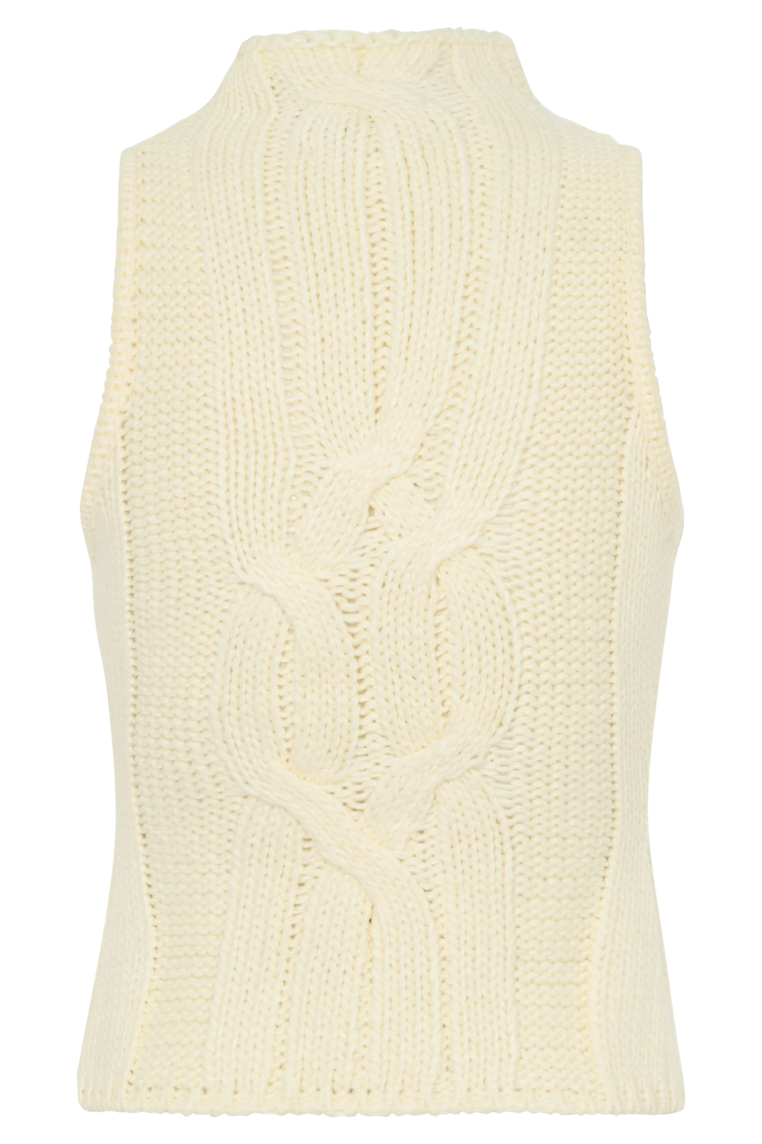 Roberta High Neck Cable Knit Top - Ivory - Image 11