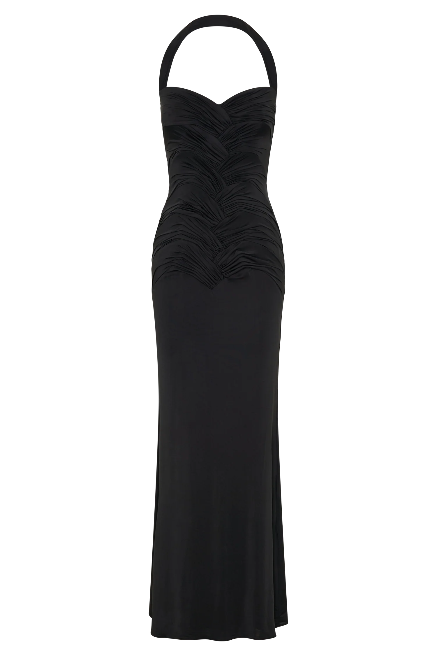 Hoai Gathered Slinky Halter Maxi Dress - Black - Image 7