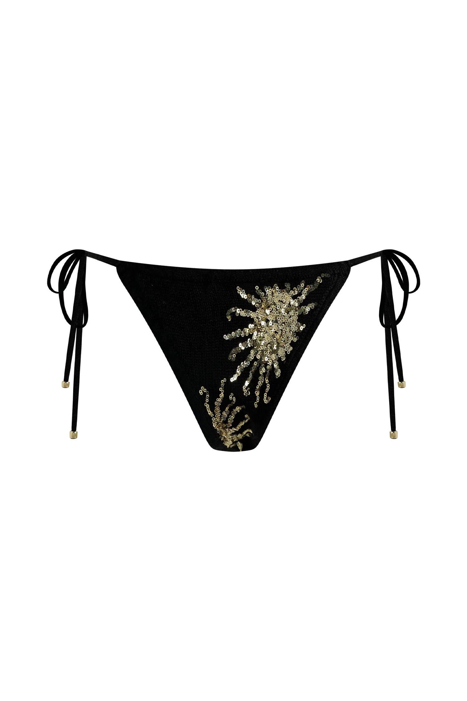 Huntleigh Crochet Bikini Bottom - Black & Gold Sunshine Print - Image 9