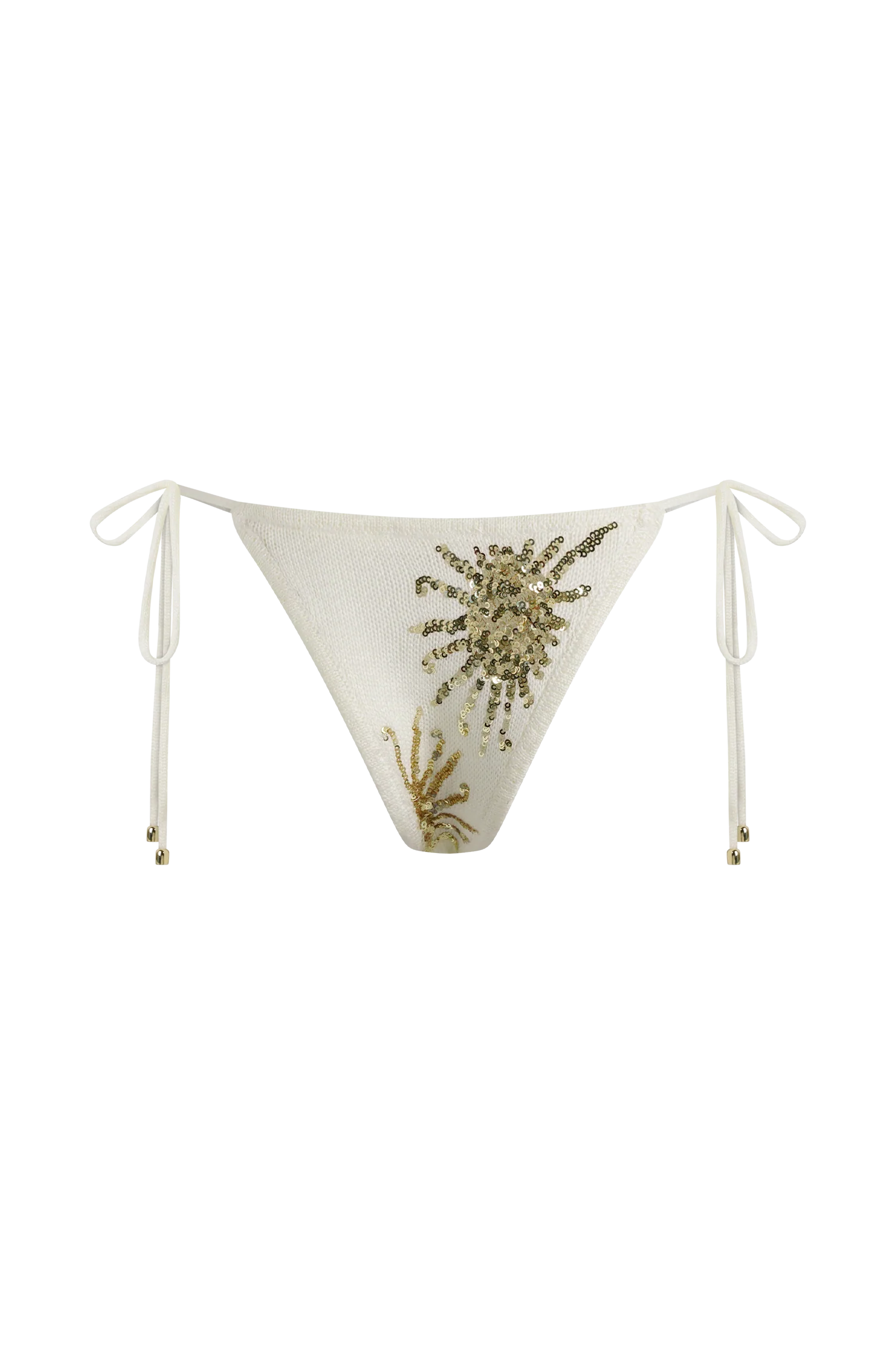 Huntleigh Crochet Bikini Bottom - White & Gold Sunshine Print - Image 8