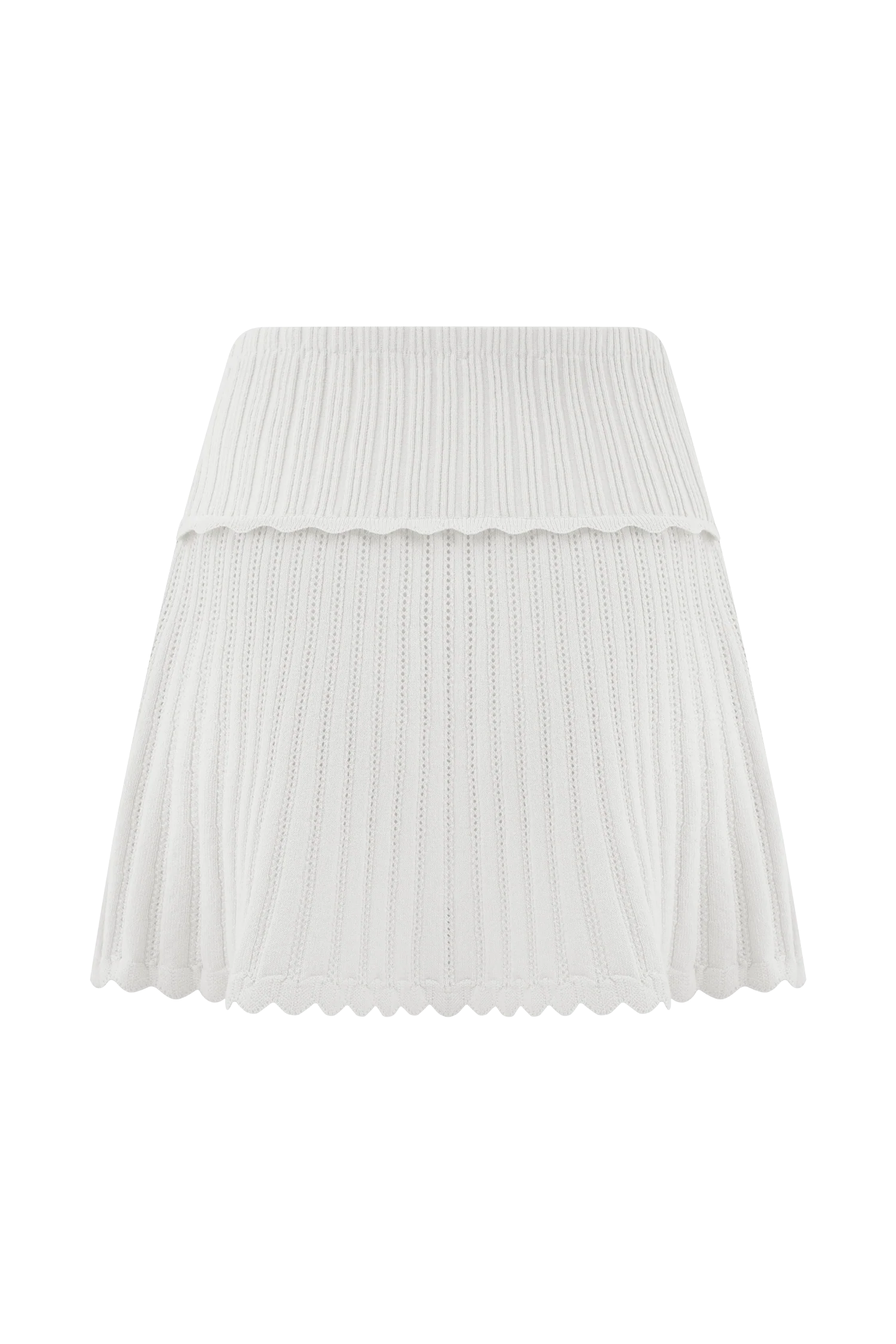 Indy Pointelle Knit Mini Skirt - Ivory - Image 7