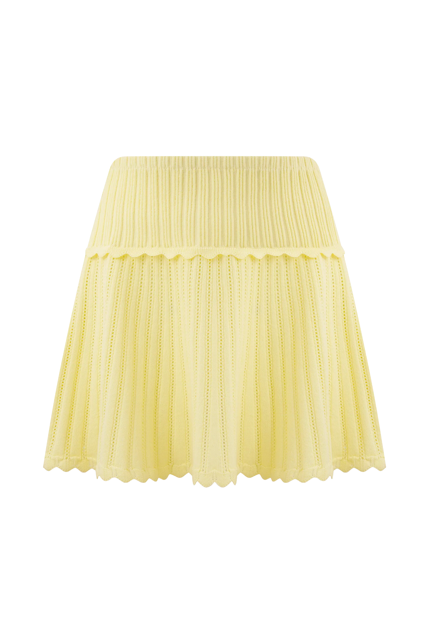 Indy Pointelle Knit Mini Skirt - Lemon - Image 10