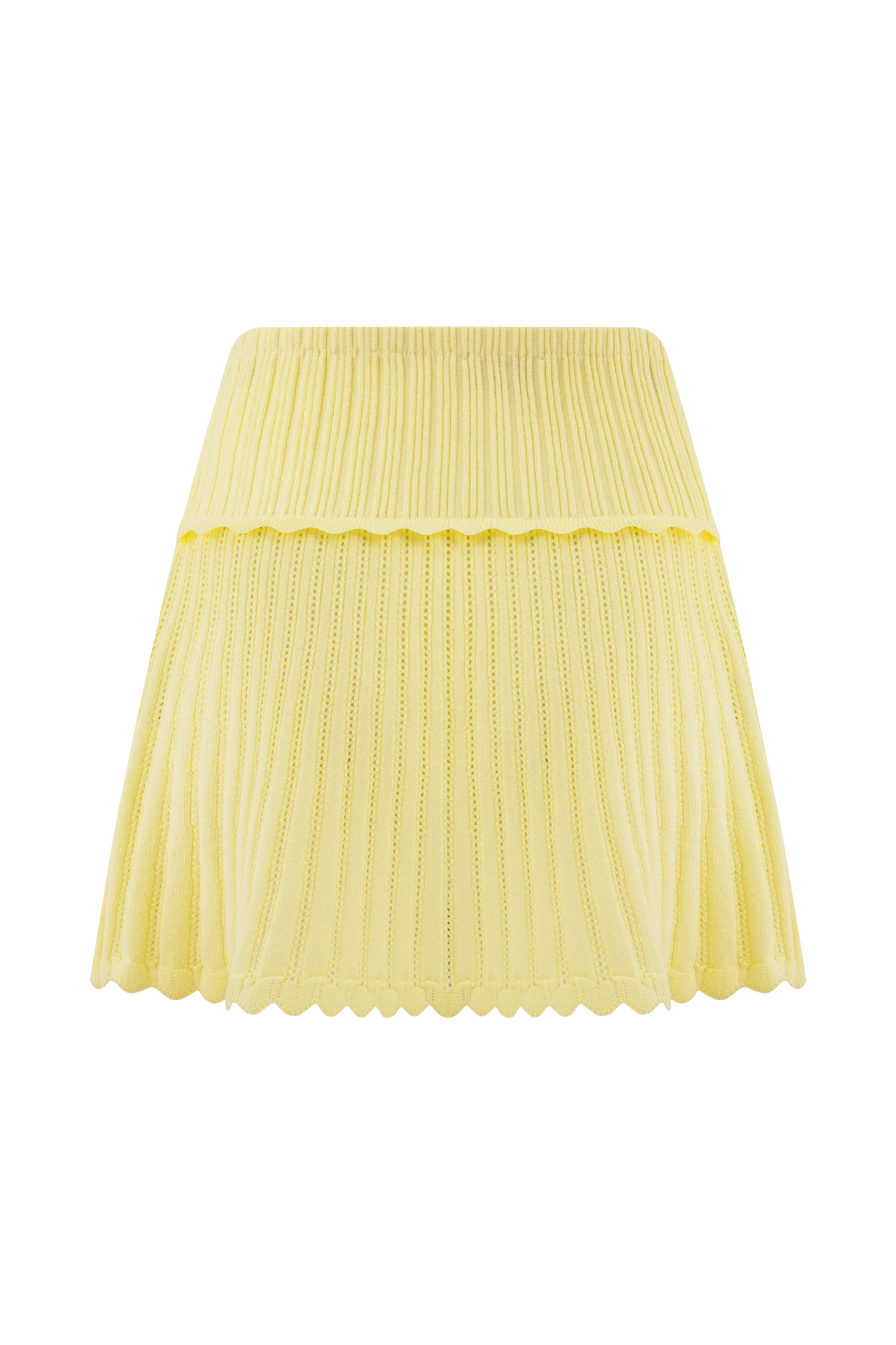 Indy Pointelle Knit Mini Skirt - Lemon - Image 11