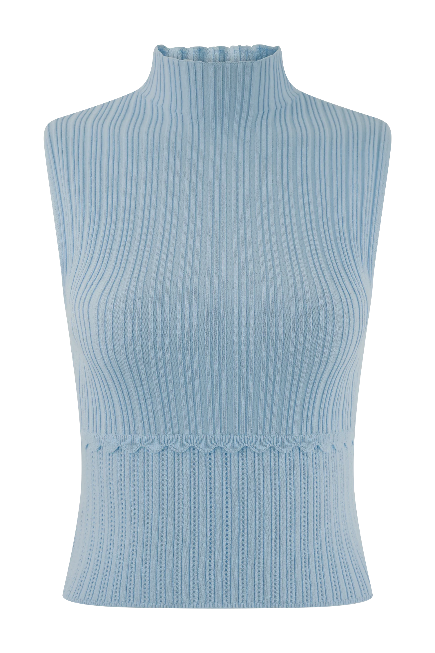 Indy Pointelle Knit Top - Cornflower Blue - Image 9