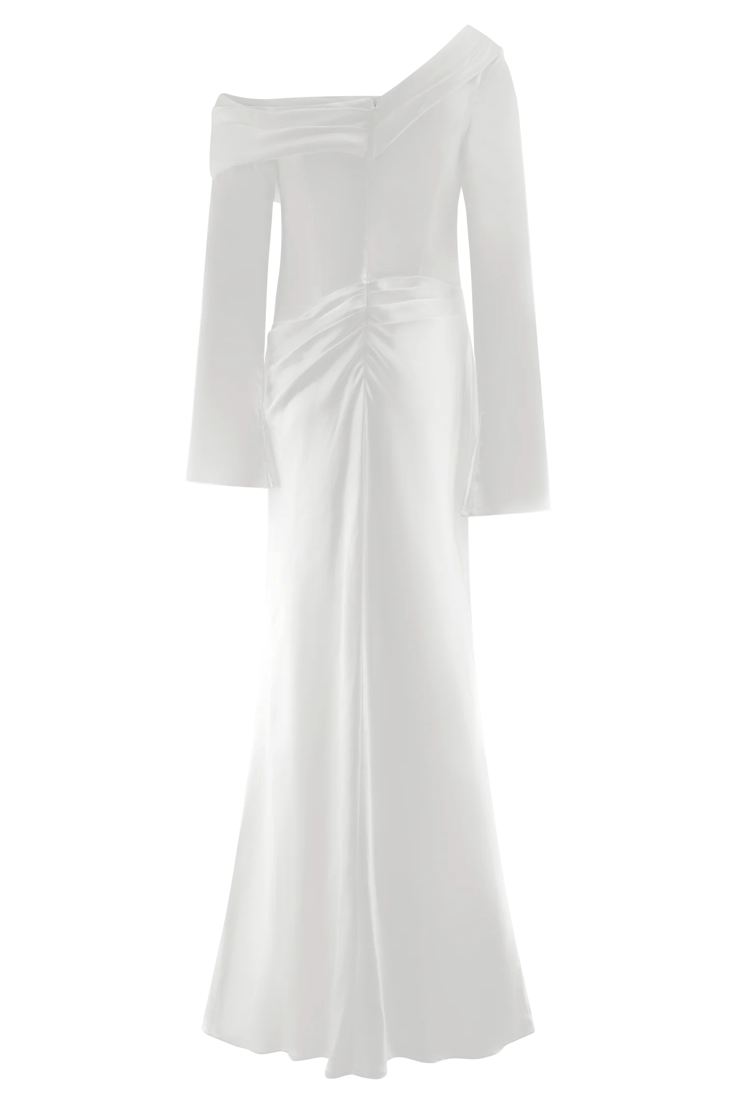 Iris Long Sleeve Satin Maxi Dress - White - Image 6