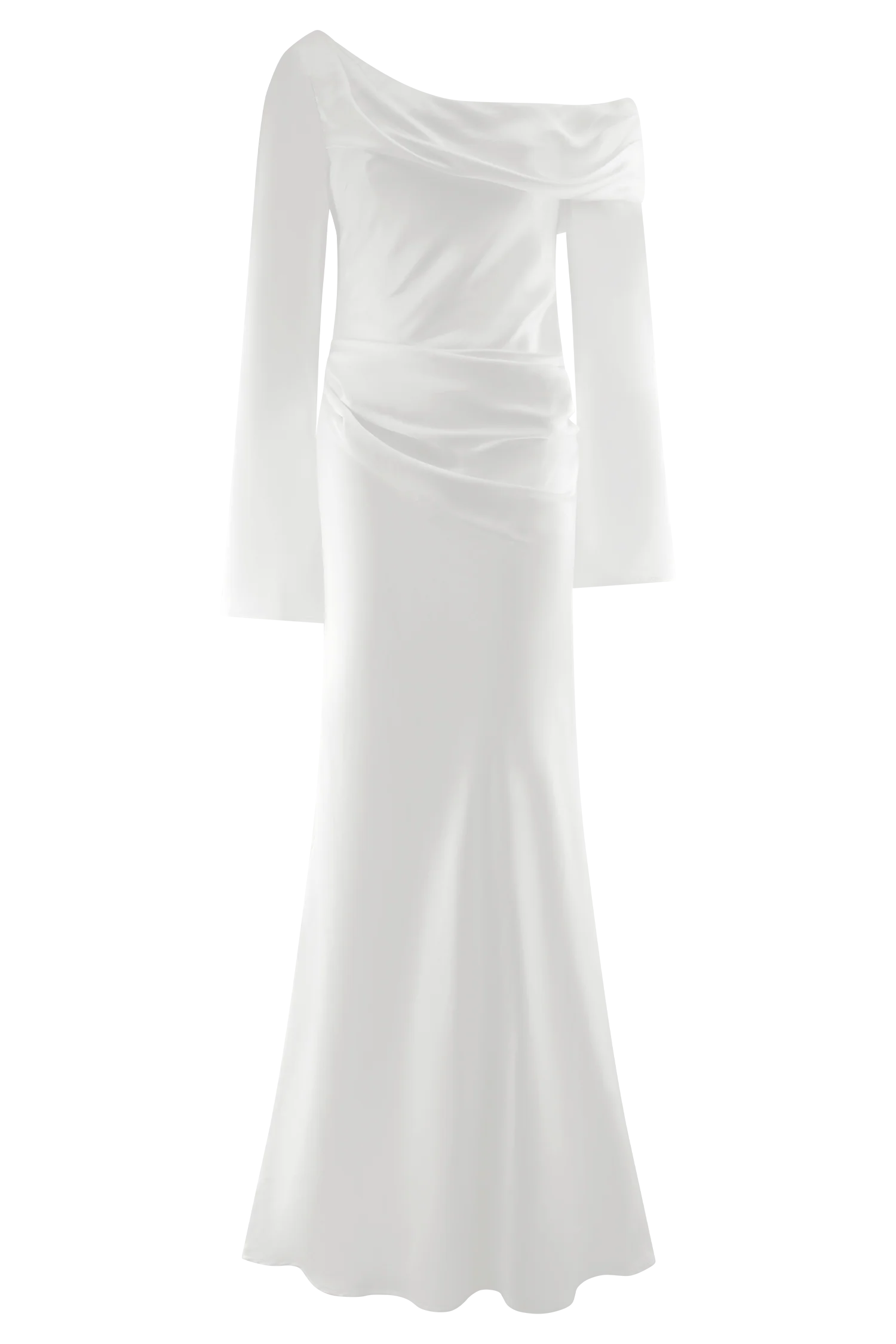 Iris Long Sleeve Satin Maxi Dress - White - Image 7