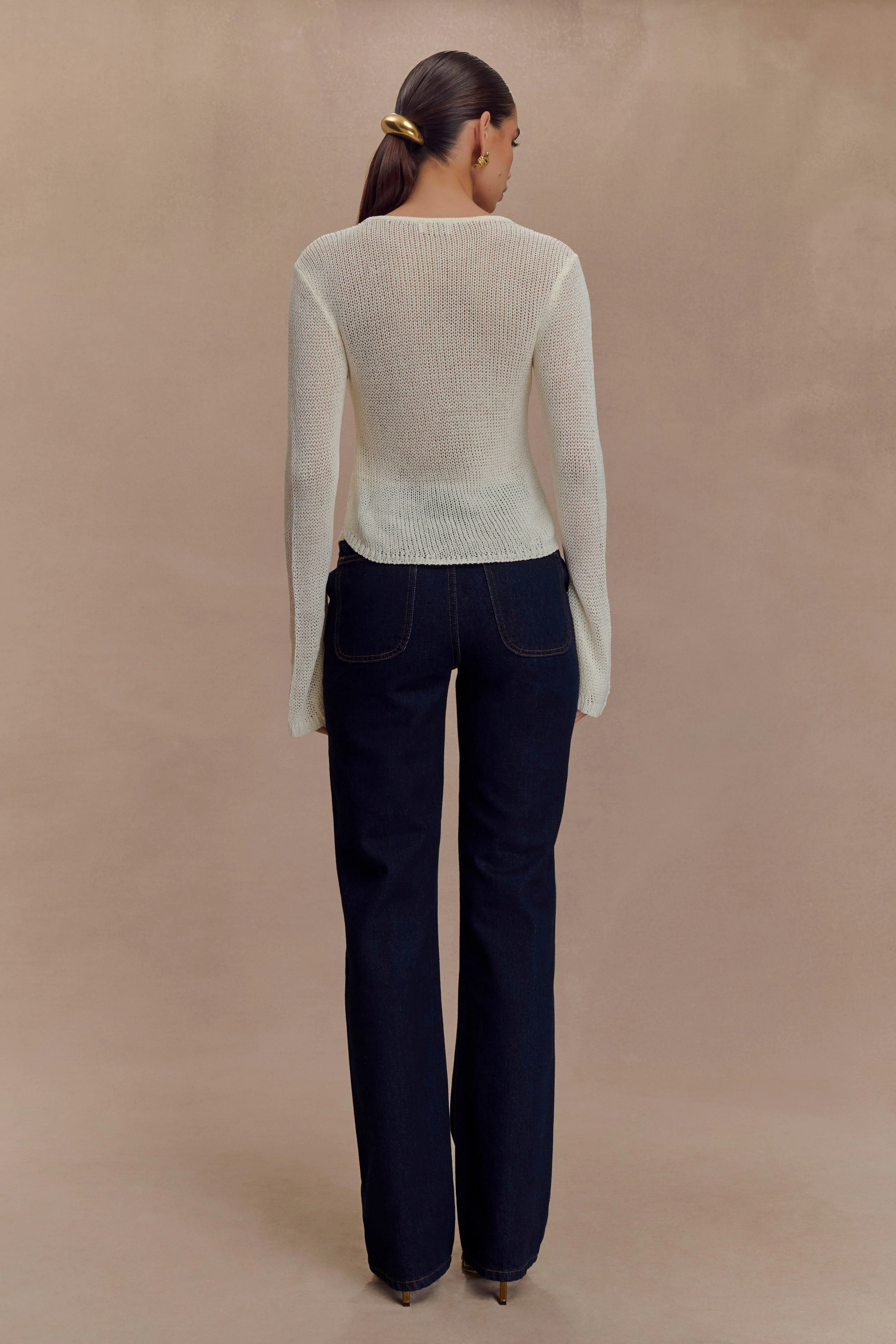 Isabella Long Sleeve Knit Top - White - Image 3