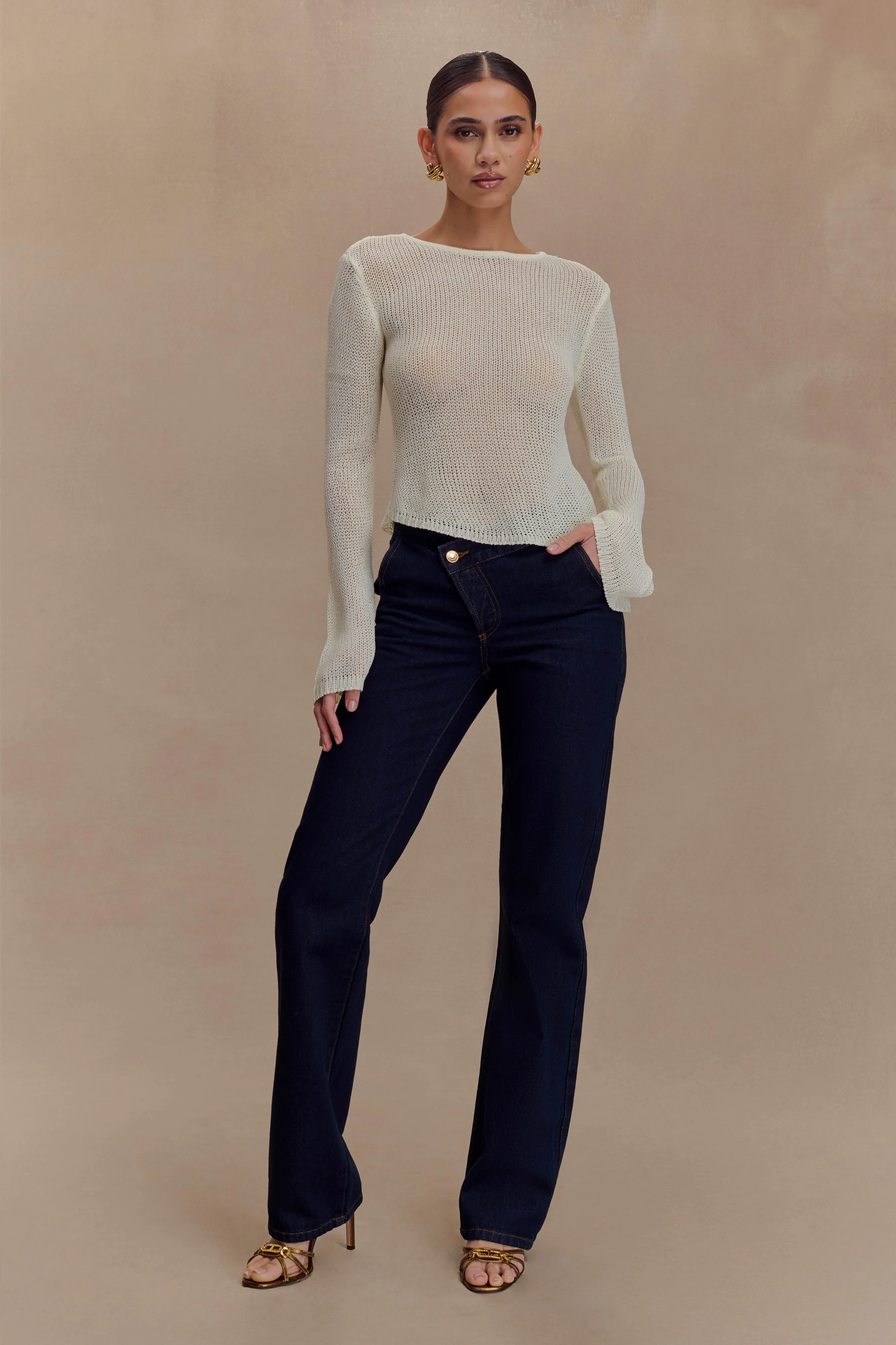 Isabella Long Sleeve Knit Top - White - Image 5