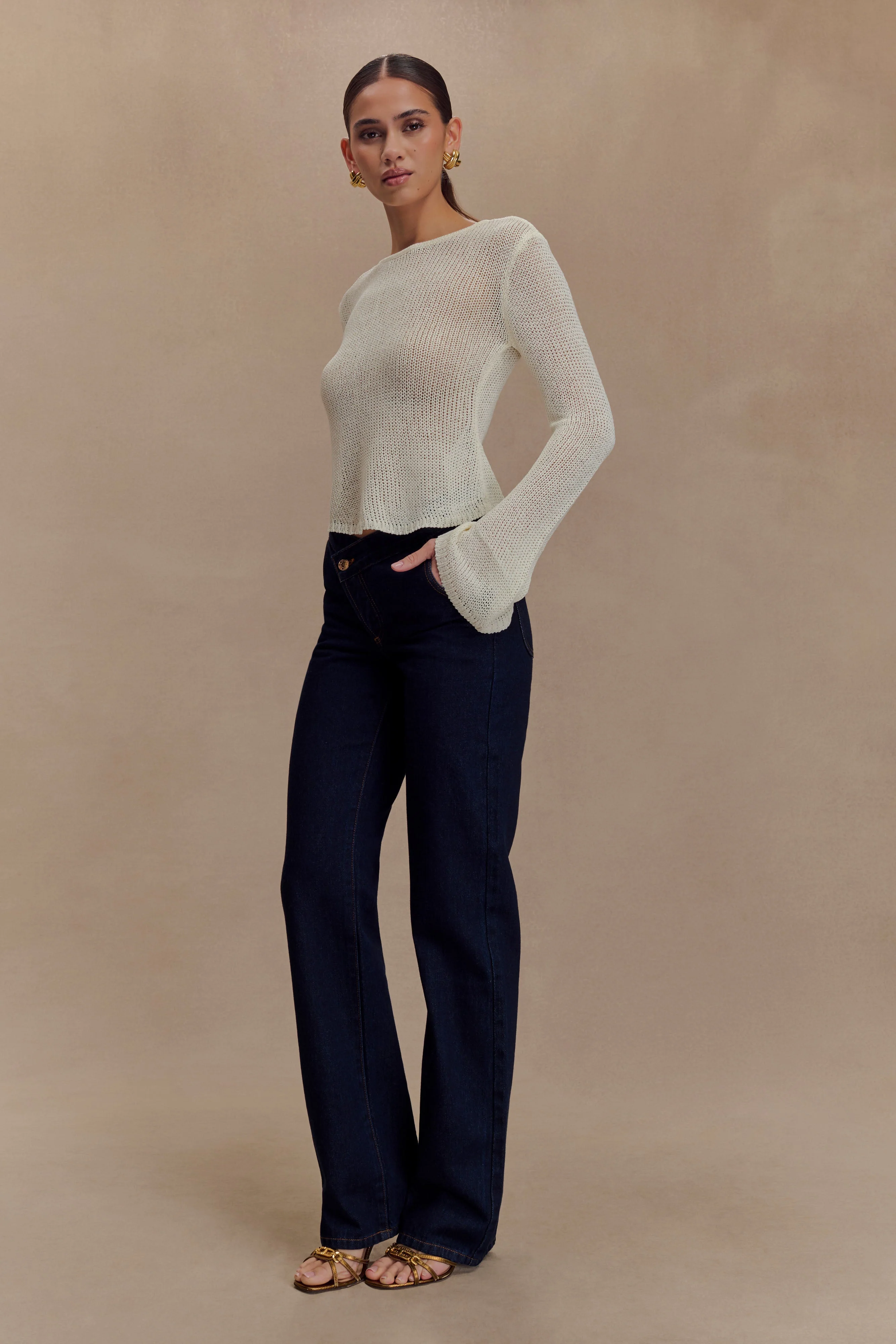 Isabella Long Sleeve Knit Top - White - Image 6