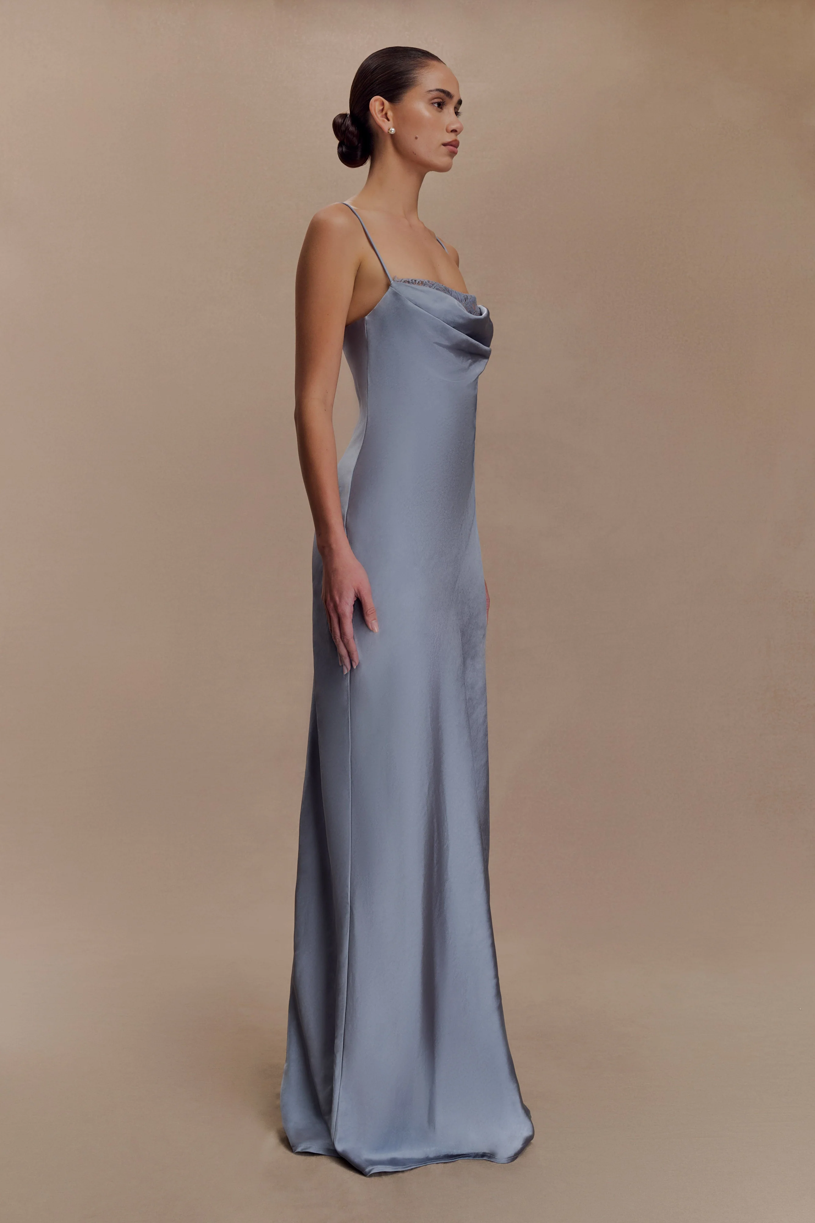 Isadora Lace & Satin Maxi Dress - Frosted Blue - Image 3