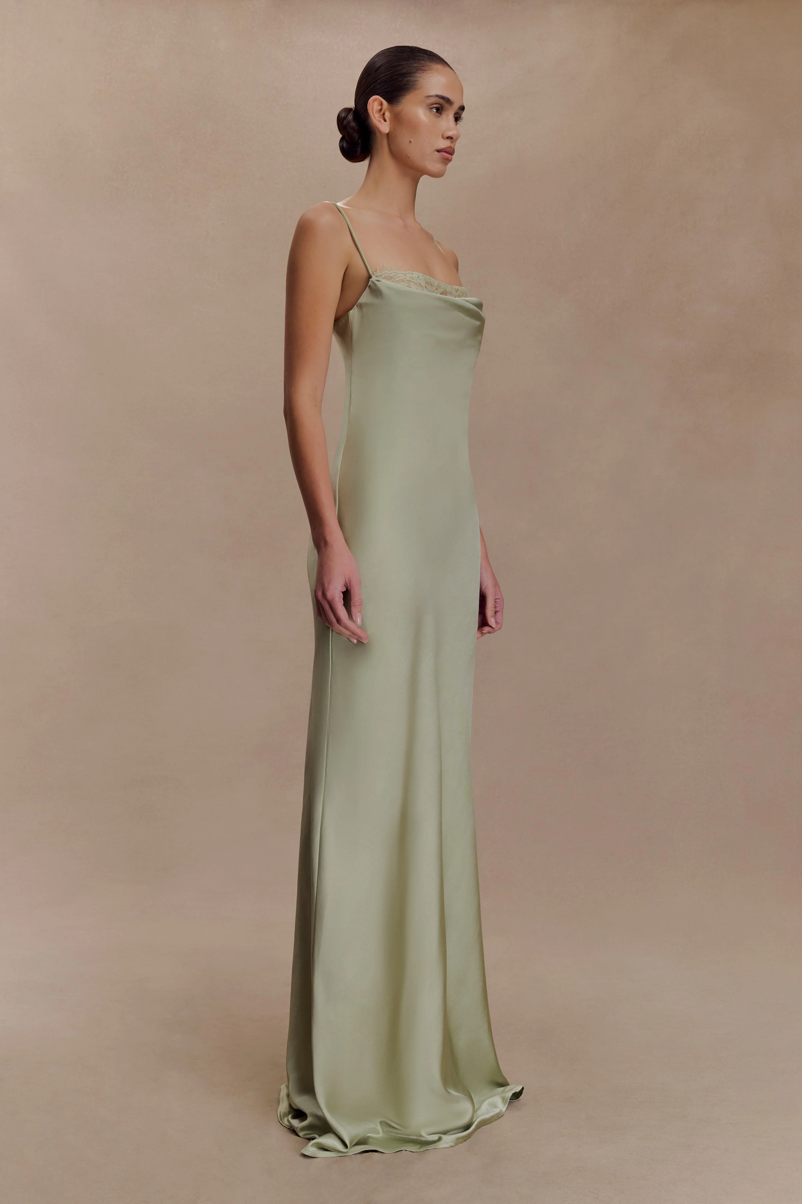 Isadora Lace & Satin Maxi Dress - Sage - Image 5
