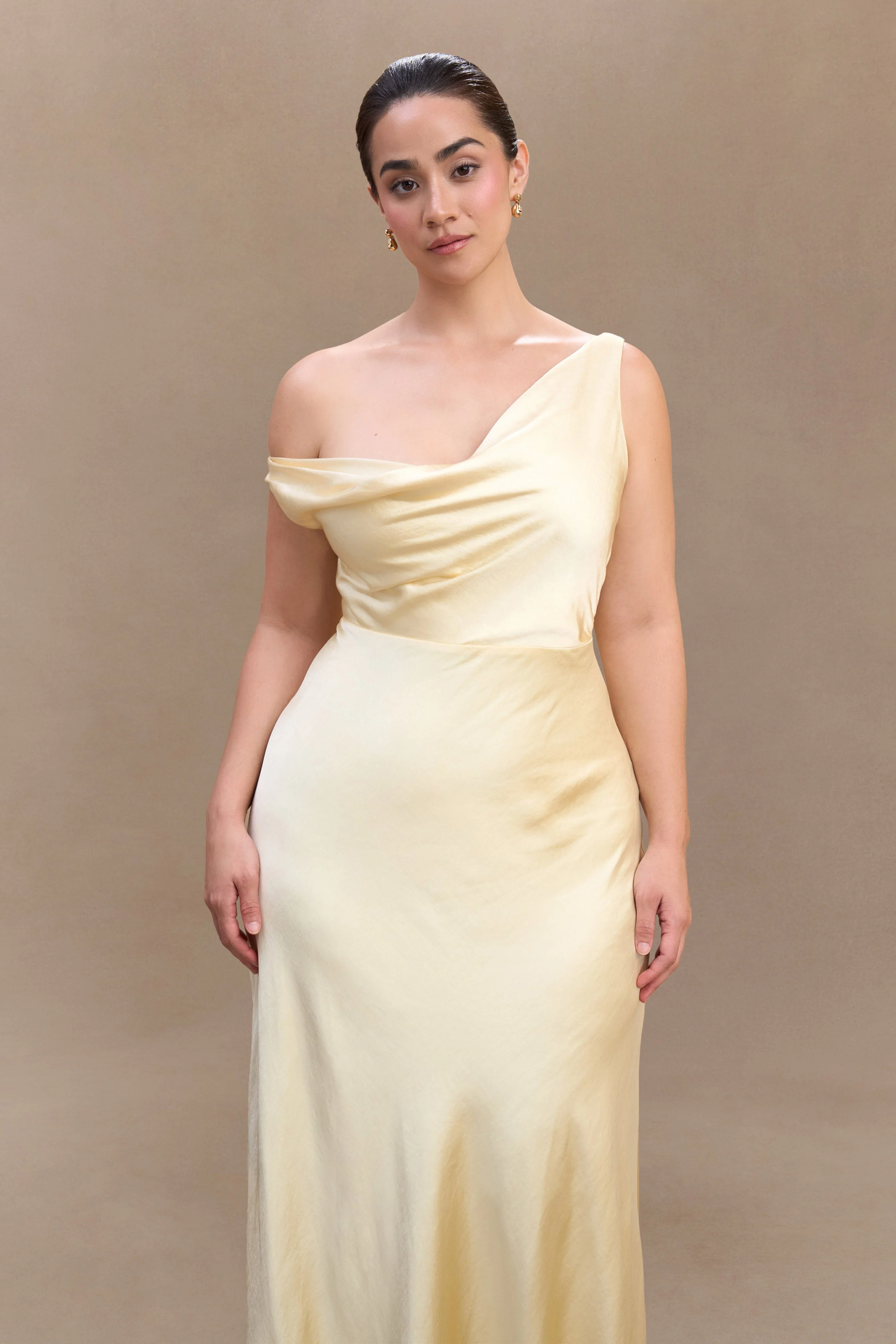 Jacinta One Shoulder Maxi Dress - Pastel Lemon - Image 7
