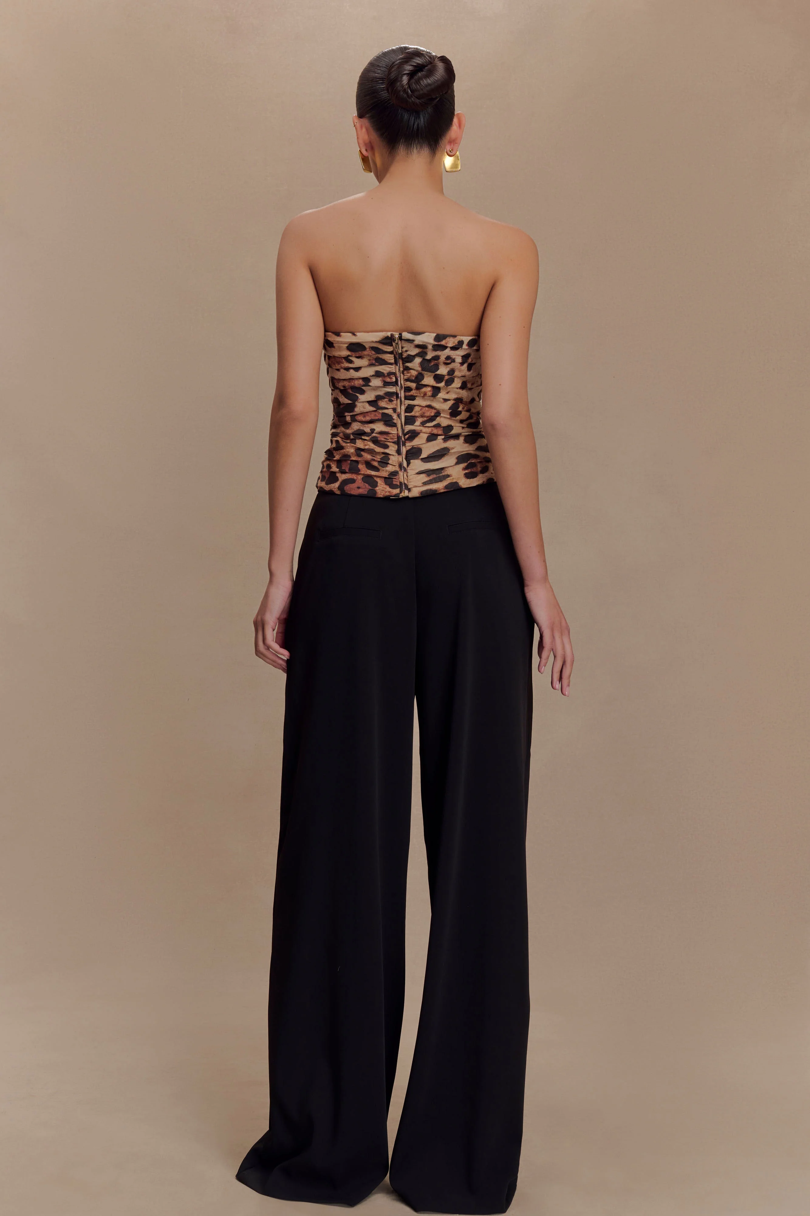 Jacqueline Pleated Wide Leg Pants - Black - Image 4