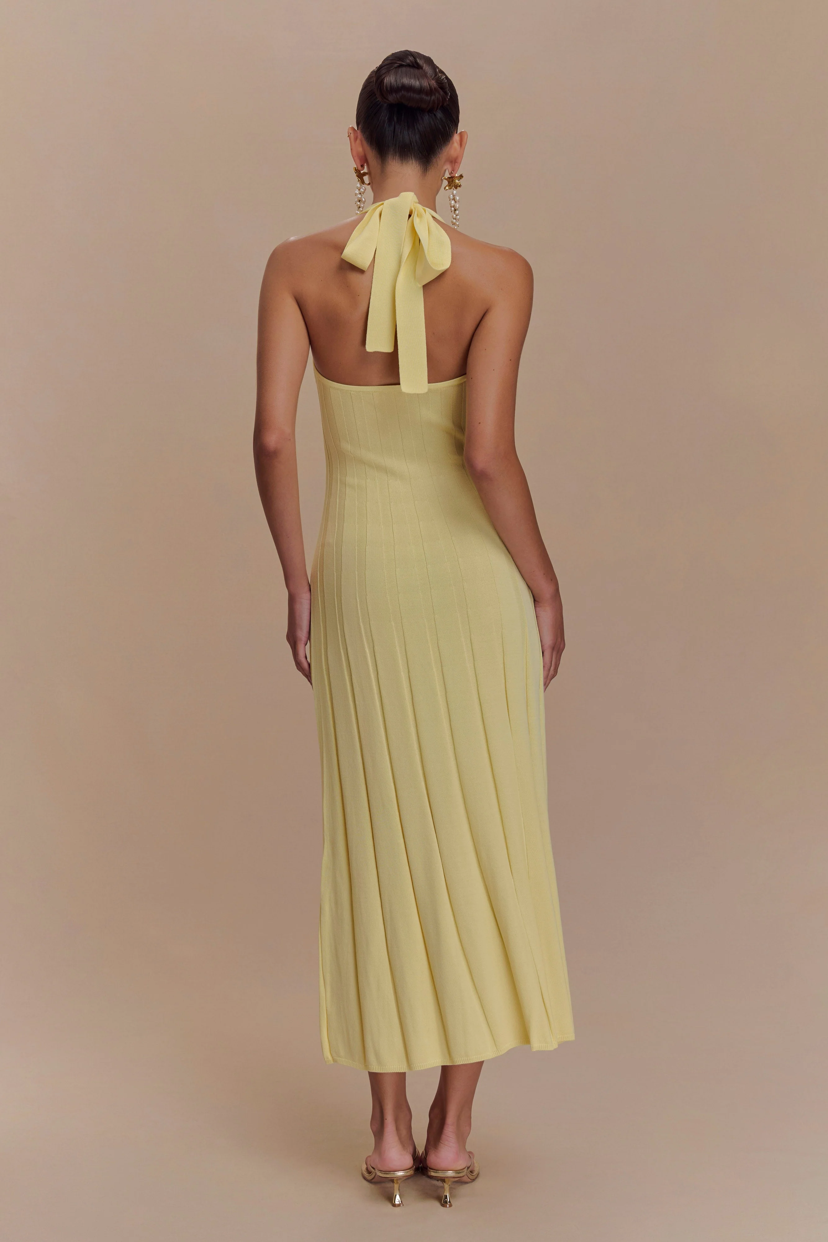 Jacqui Halter Knit Midi Dress - Lemon - Image 2