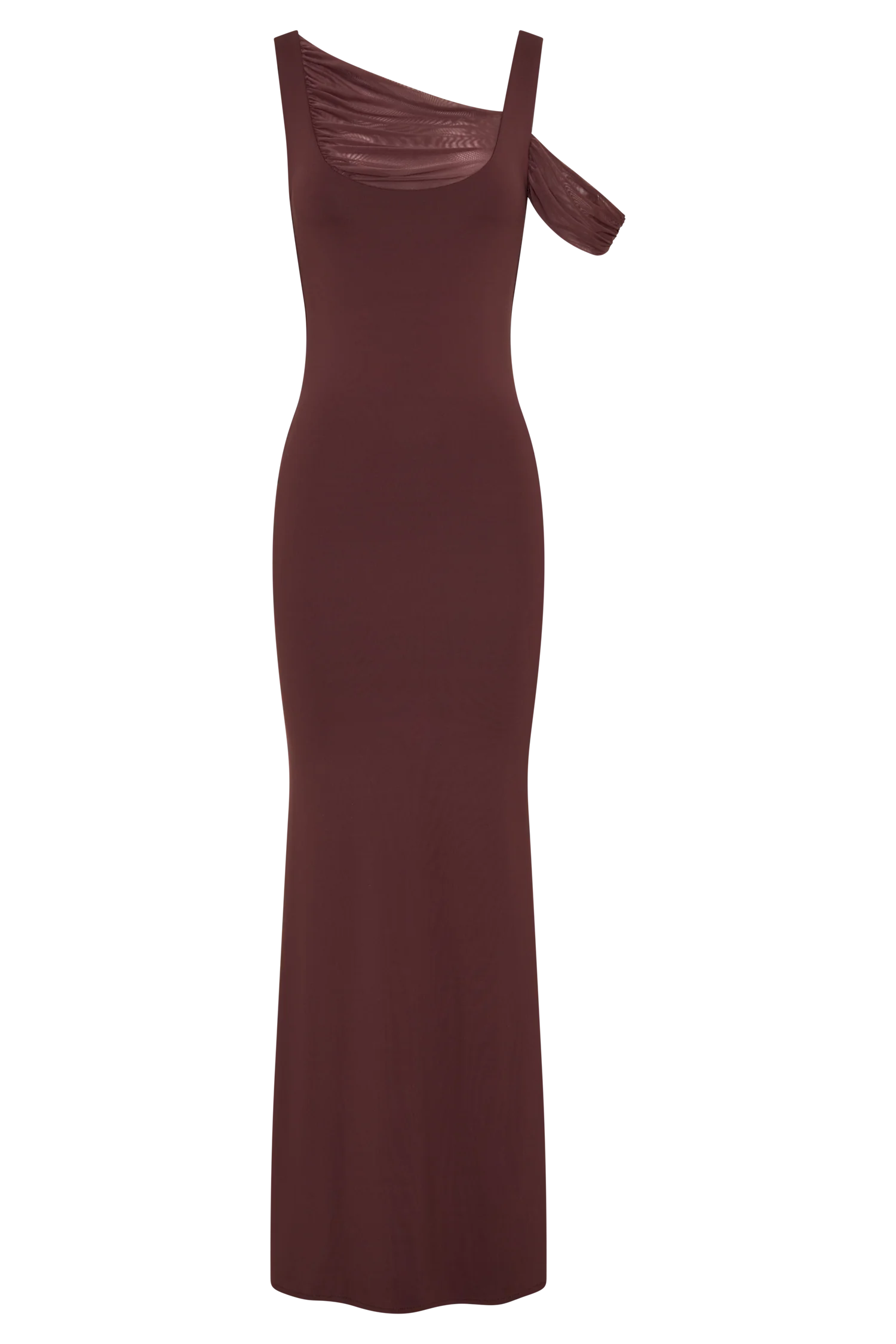 Janette Recycled Nylon And Mesh Sleeveless Maxi Dress - Mahogany - Image 6