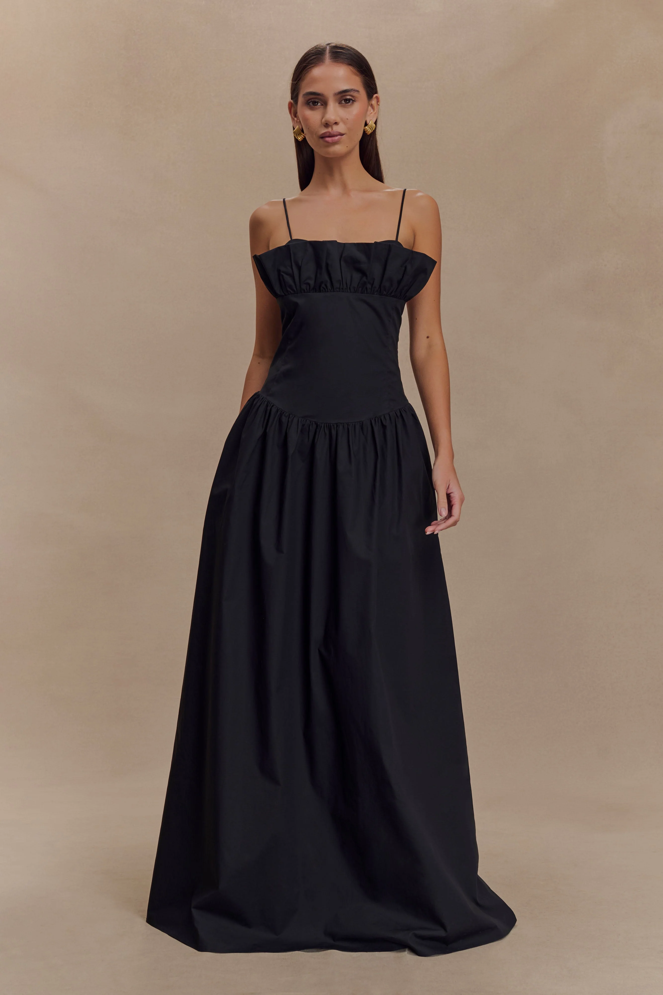 Janis Cotton Frill Maxi Dress - Black - Image 5