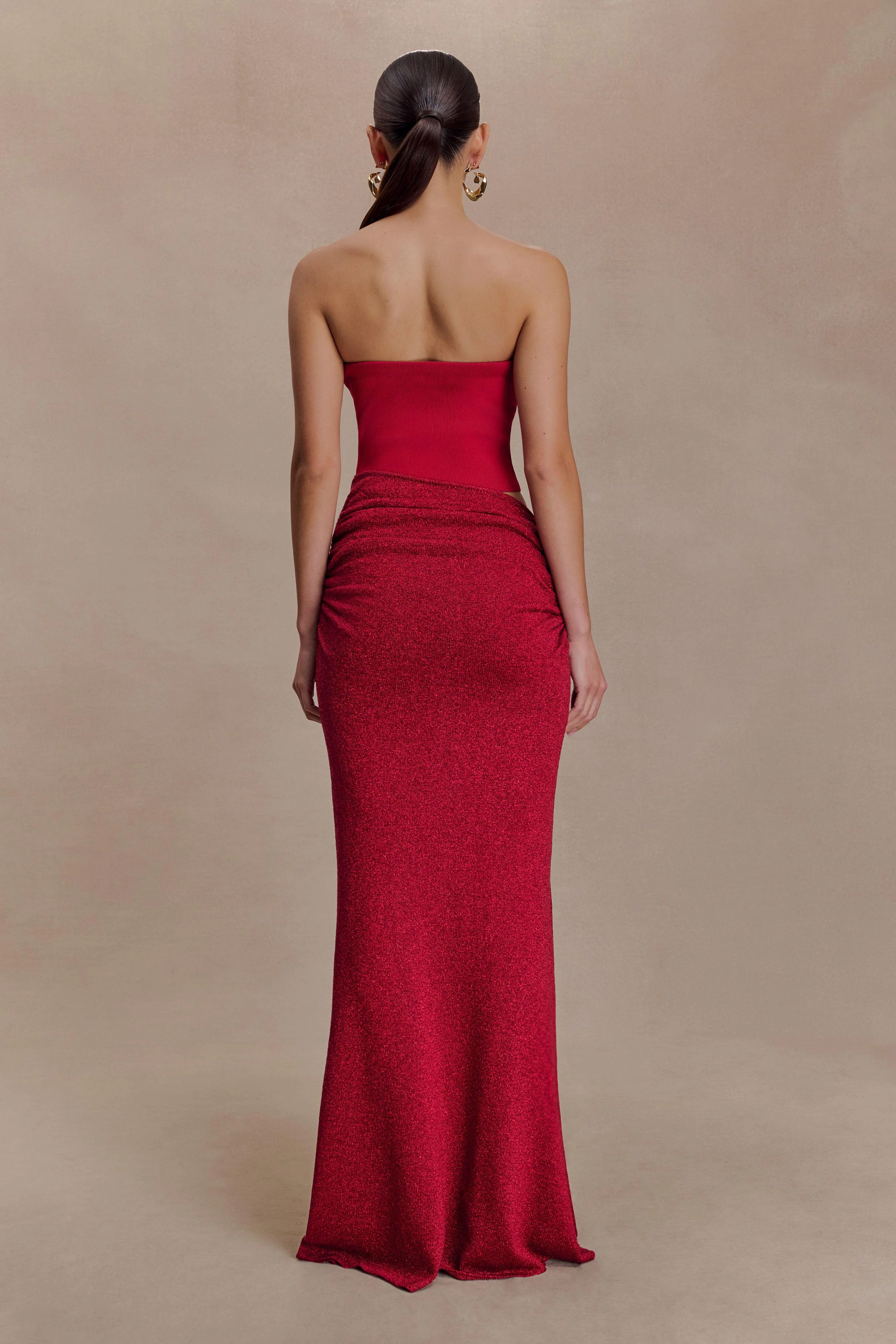Jasiel Strapless Knit Maxi Dress - Red - Image 5