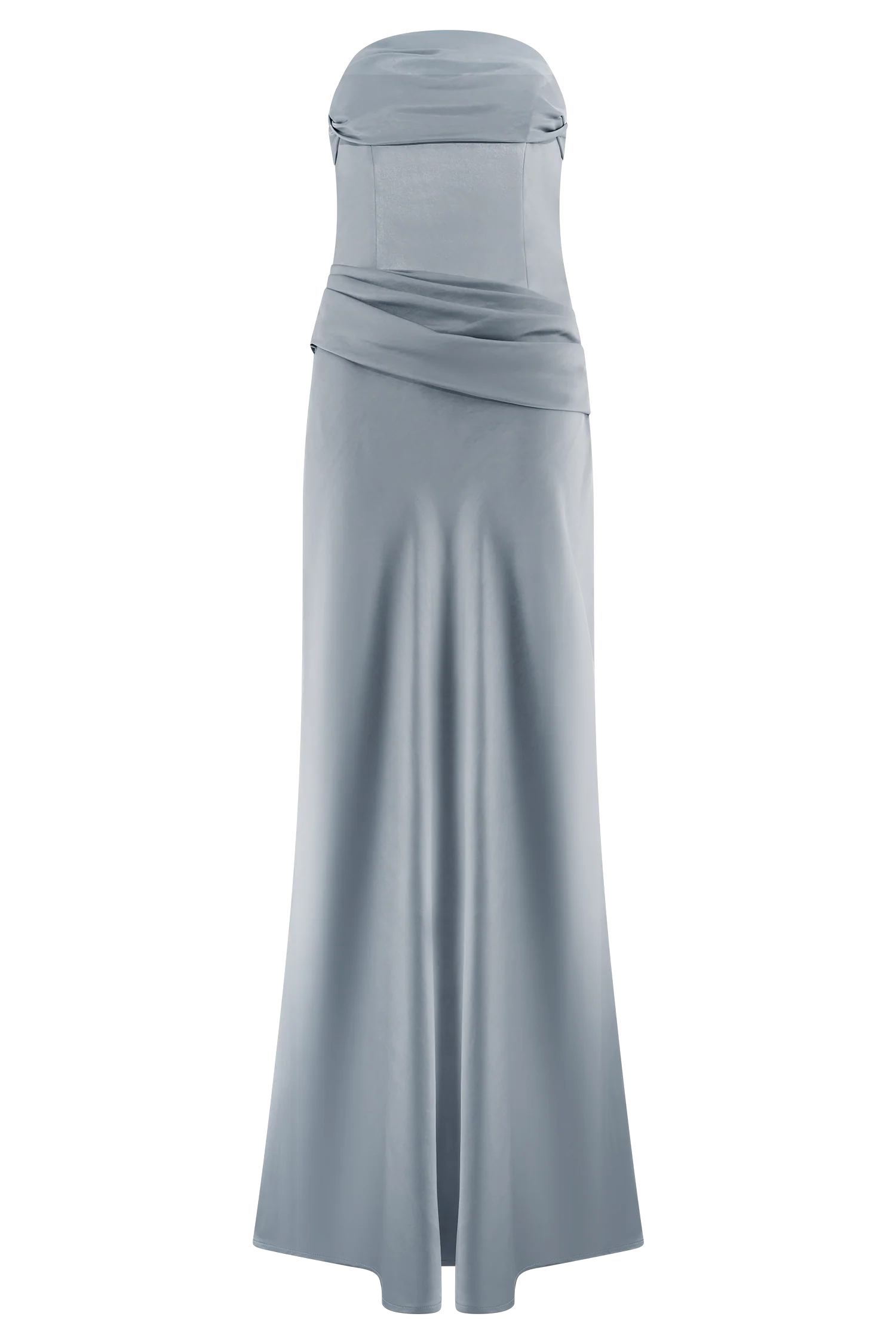 Jasmine Strapless Satin Maxi Dress - Frosted Blue - Image 14