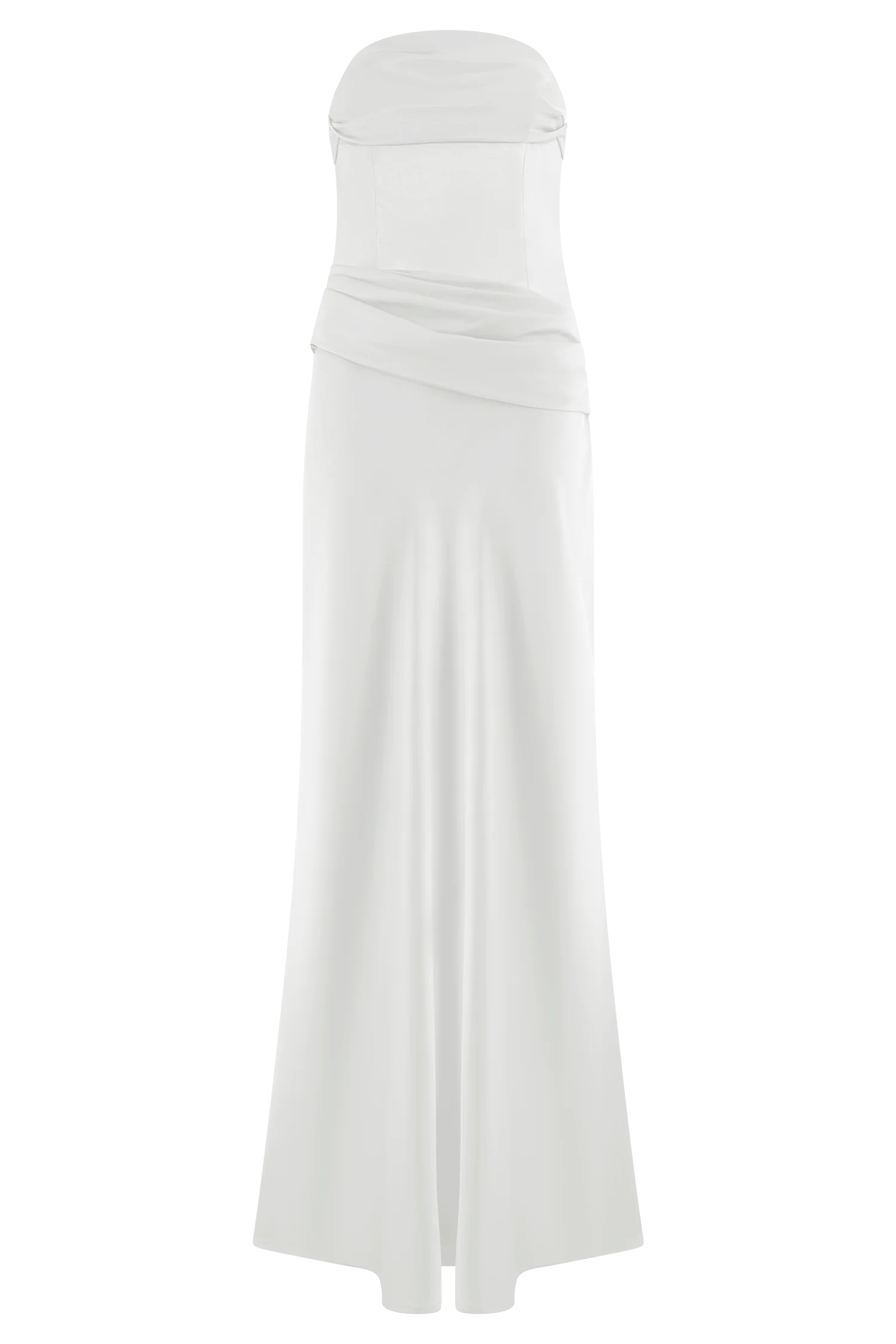 Jasmine Strapless Satin Maxi Dress - White - Image 9
