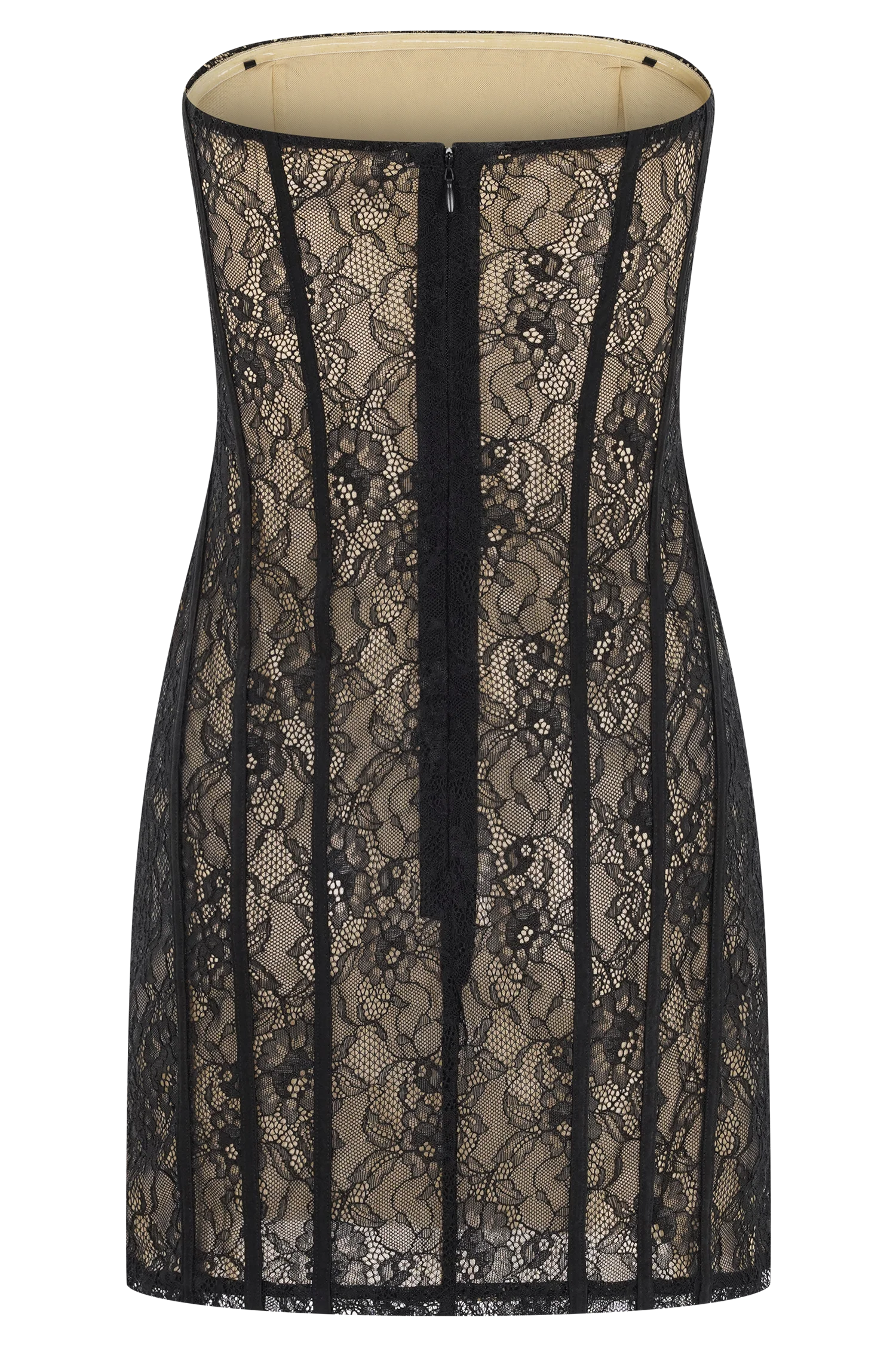Jeannette Panelled Lace Mini Dress - Black - Image 8