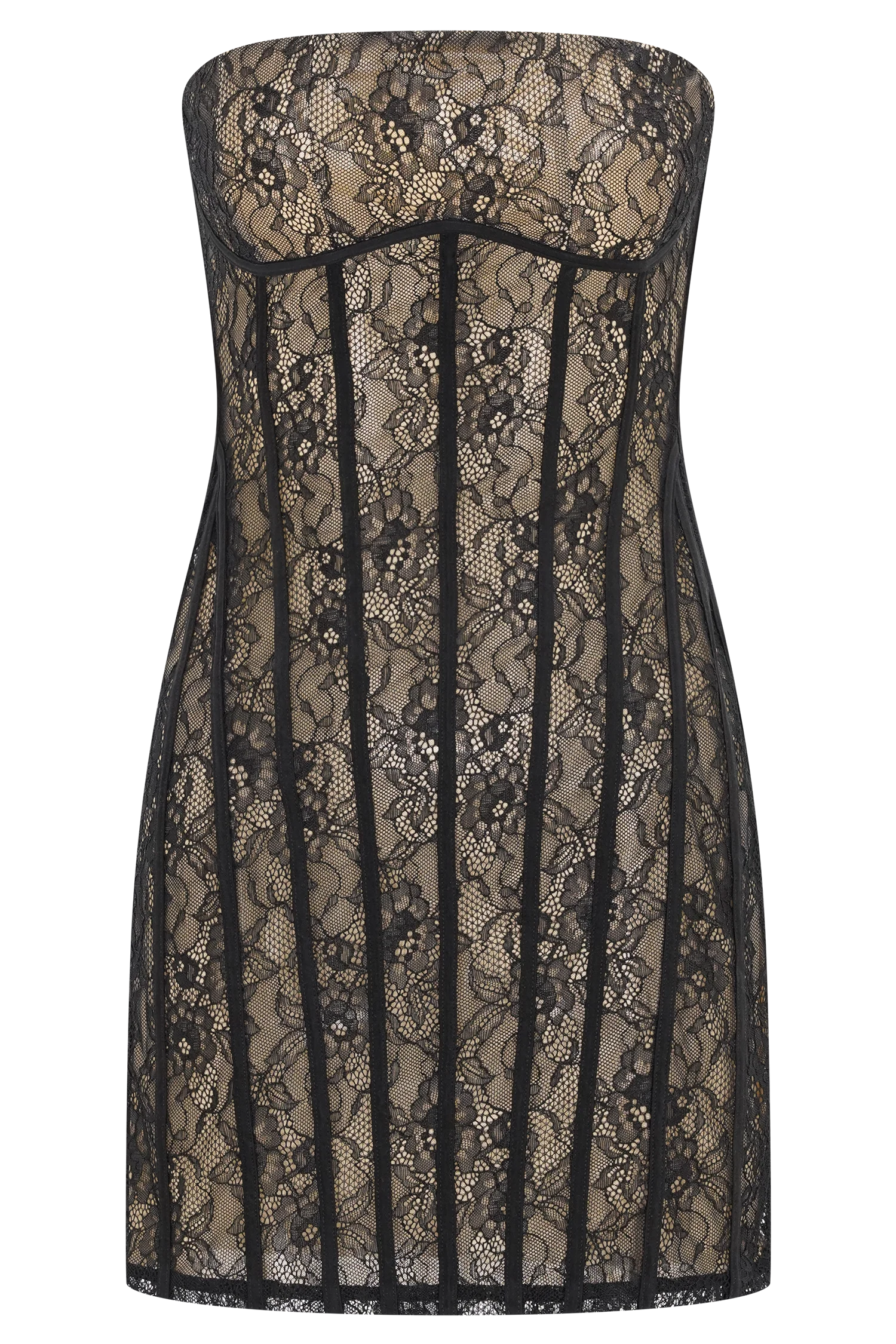 Jeannette Panelled Lace Mini Dress - Black - Image 9