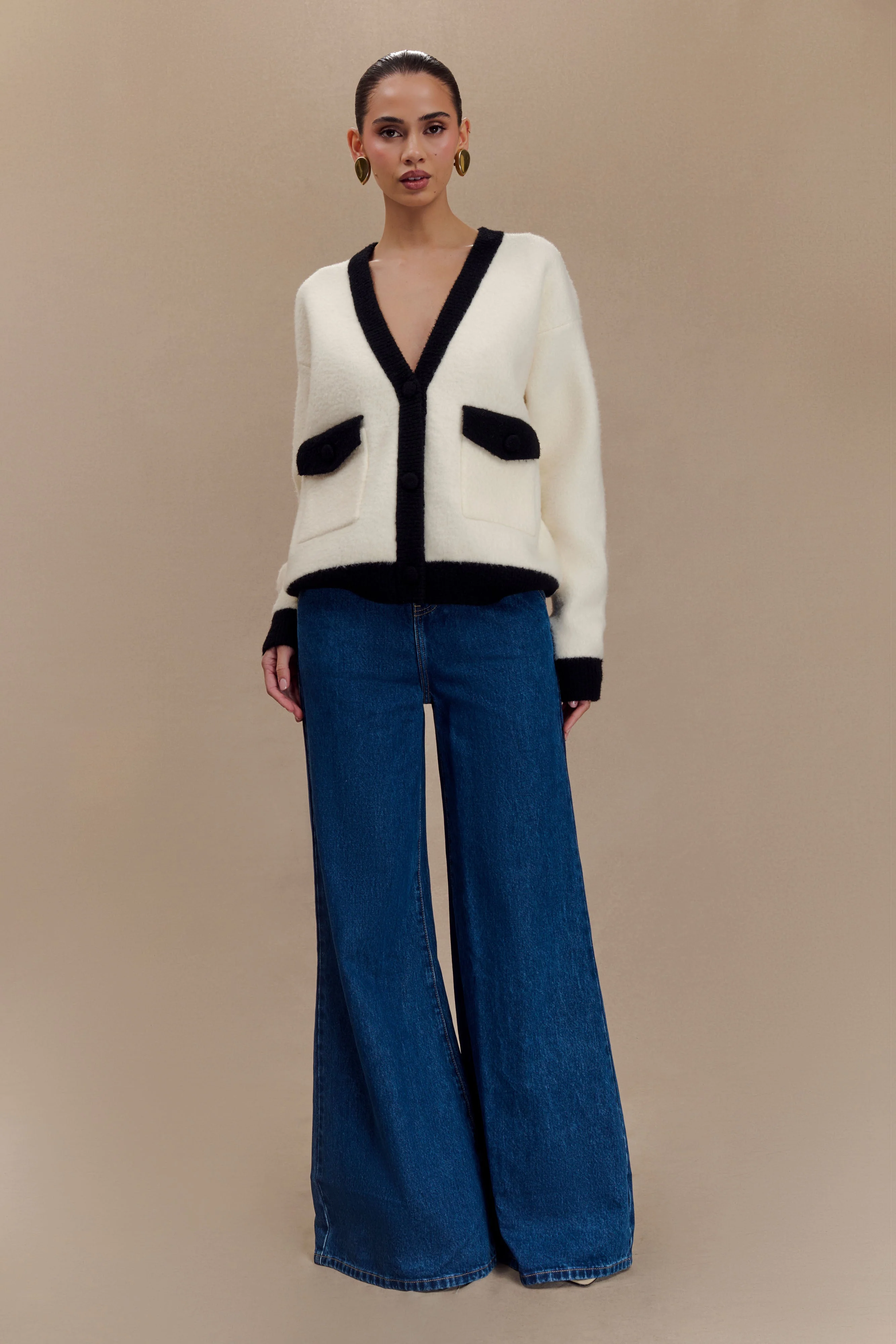 Jen Wide Leg Flare Denim Jeans - Dark Blue - Image 6