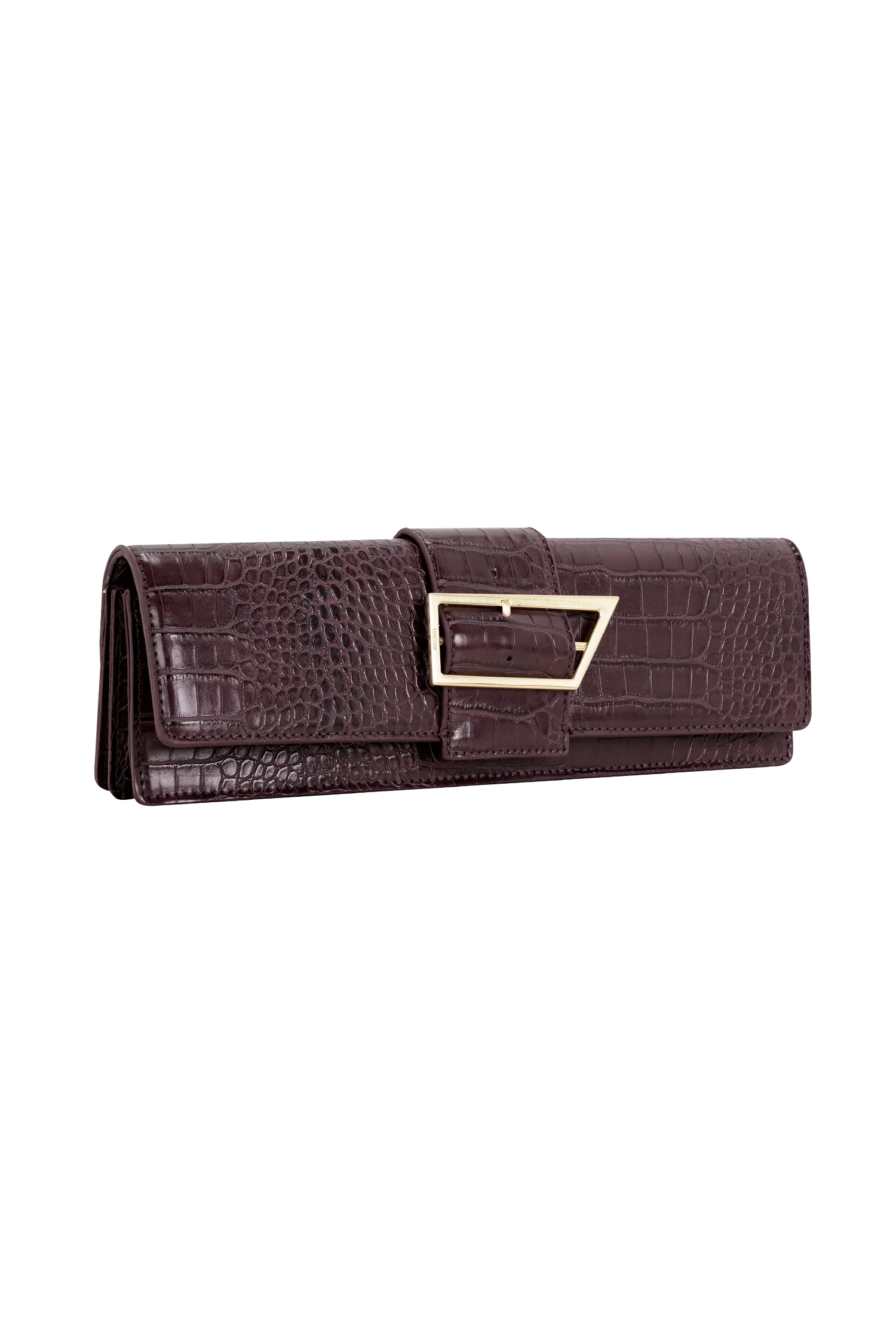 Jessica Faux Leather Crocodile Clutch - Burgundy - Image 7