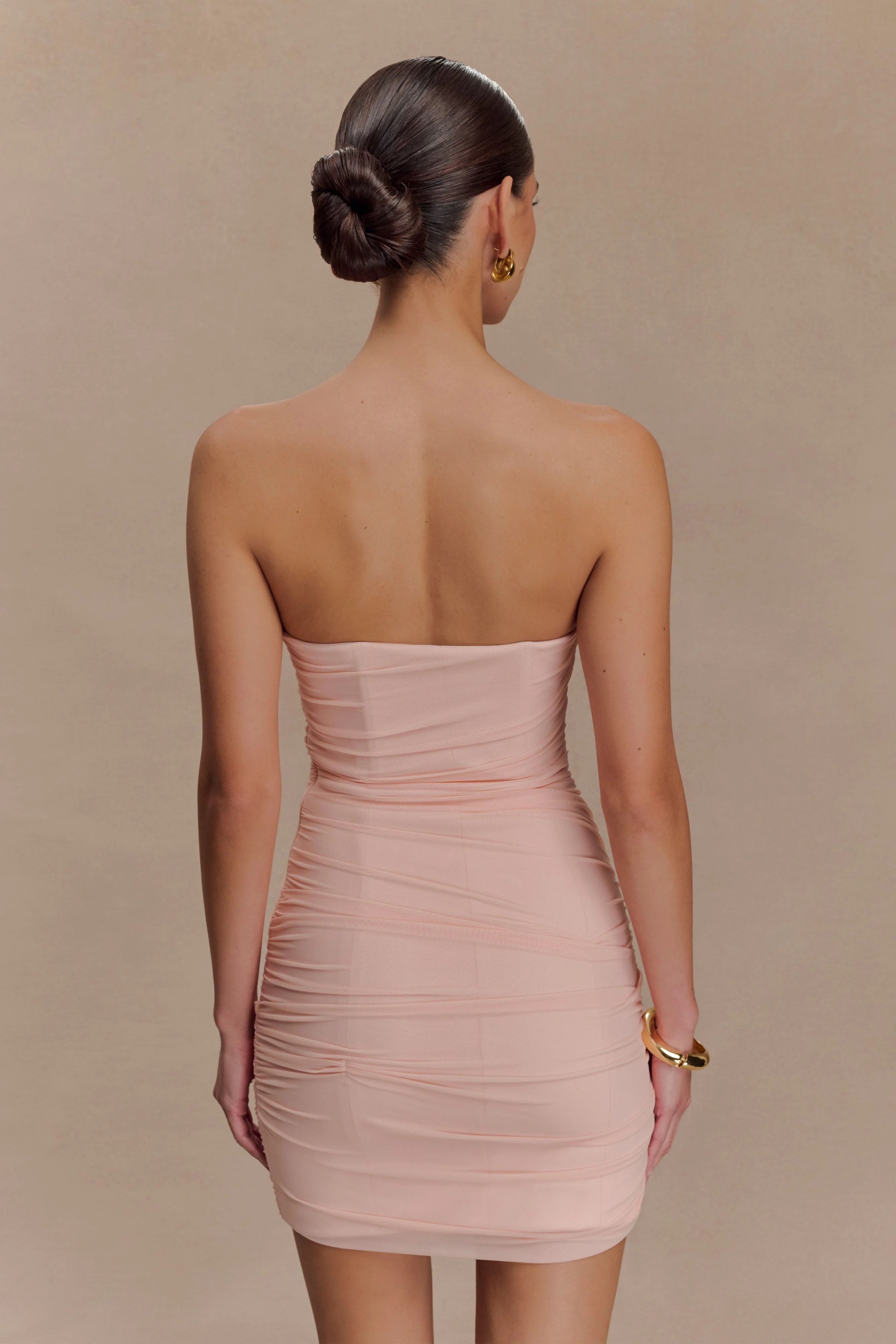 Jianna Strapless Mesh Mini Dress - Powder Pink - Image 2
