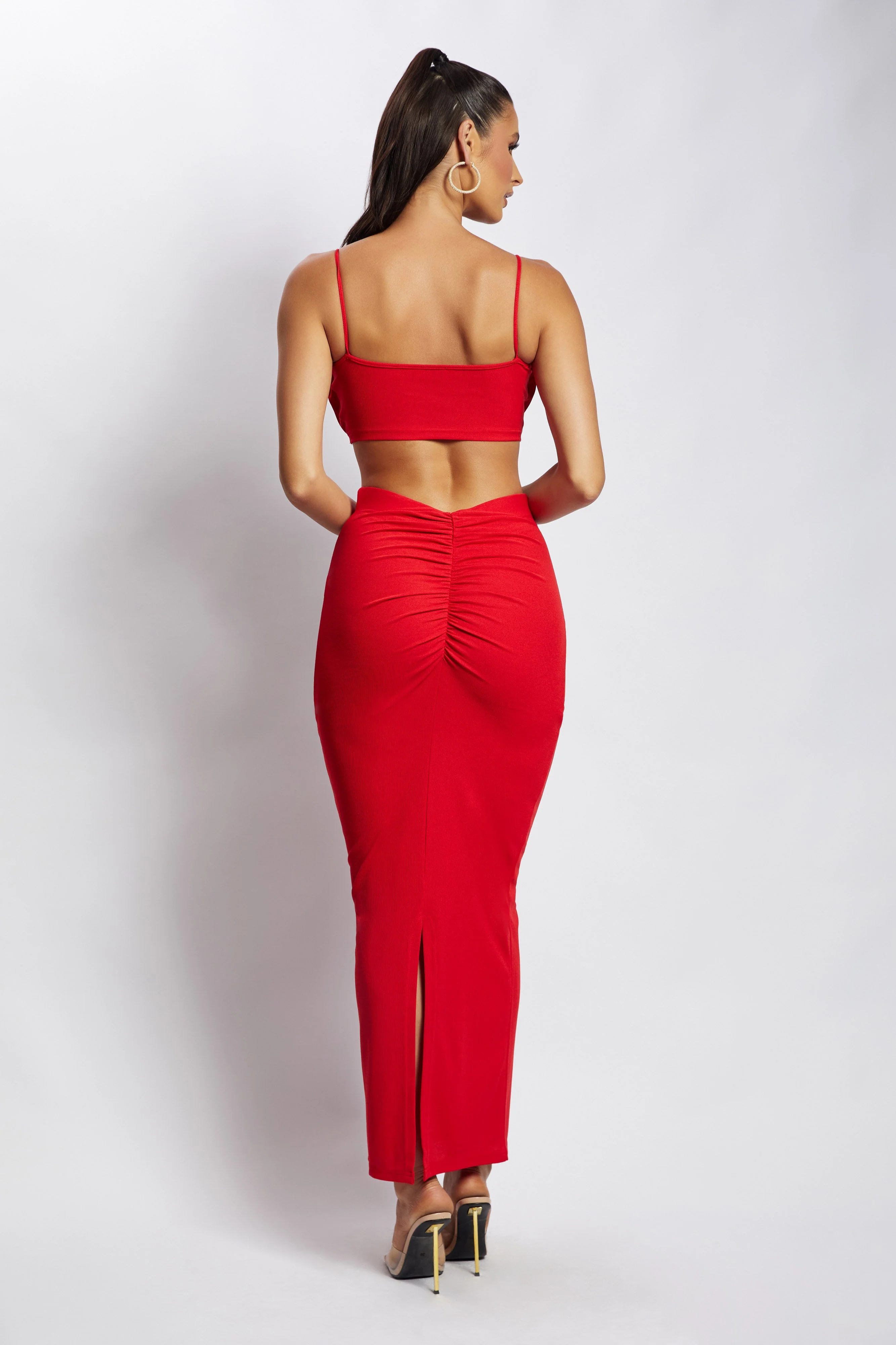 Jordan Ruched Front V Front Top - Red - Image 2