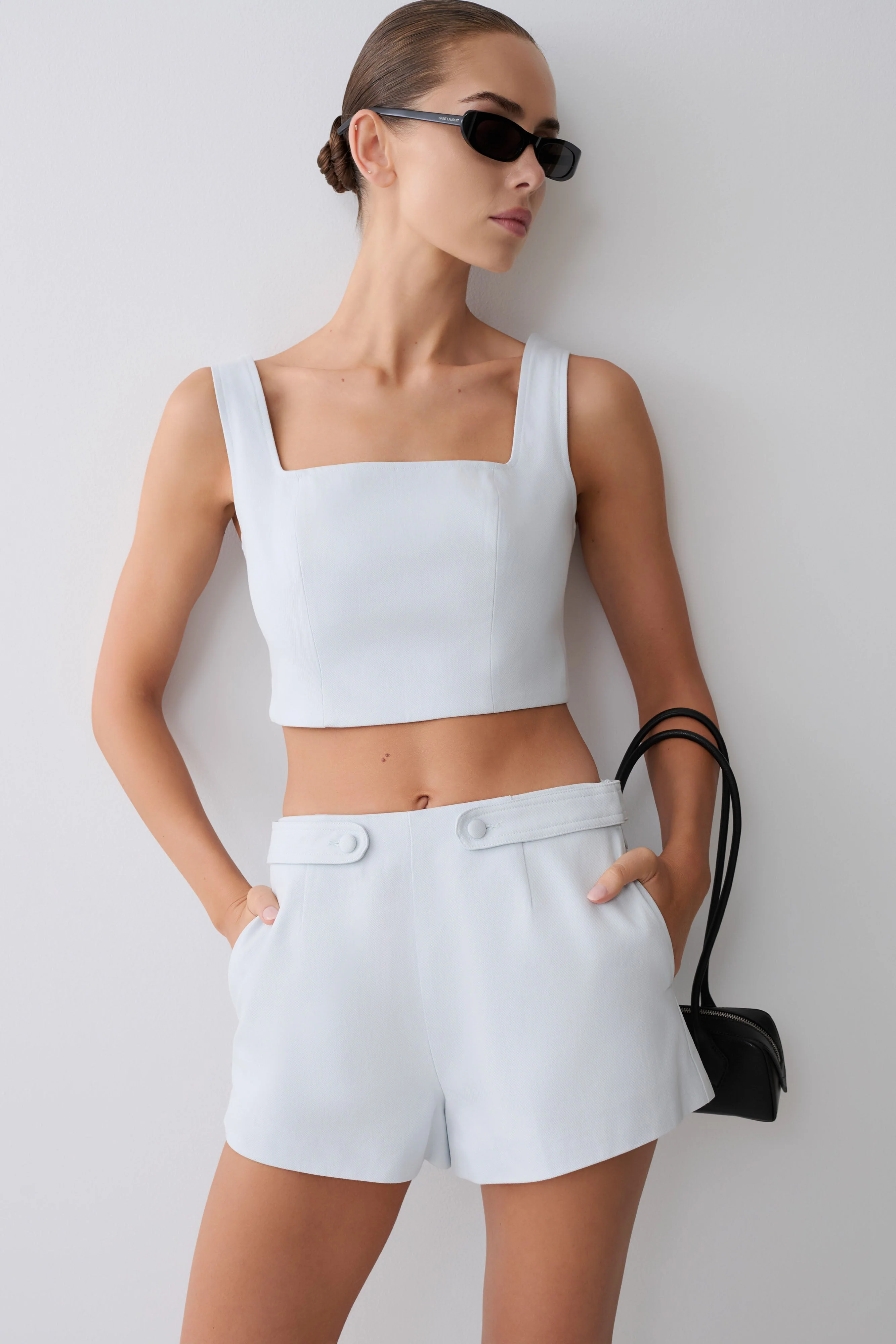 Josephine Crop Top With Open Back - Ice Blue - Image 6