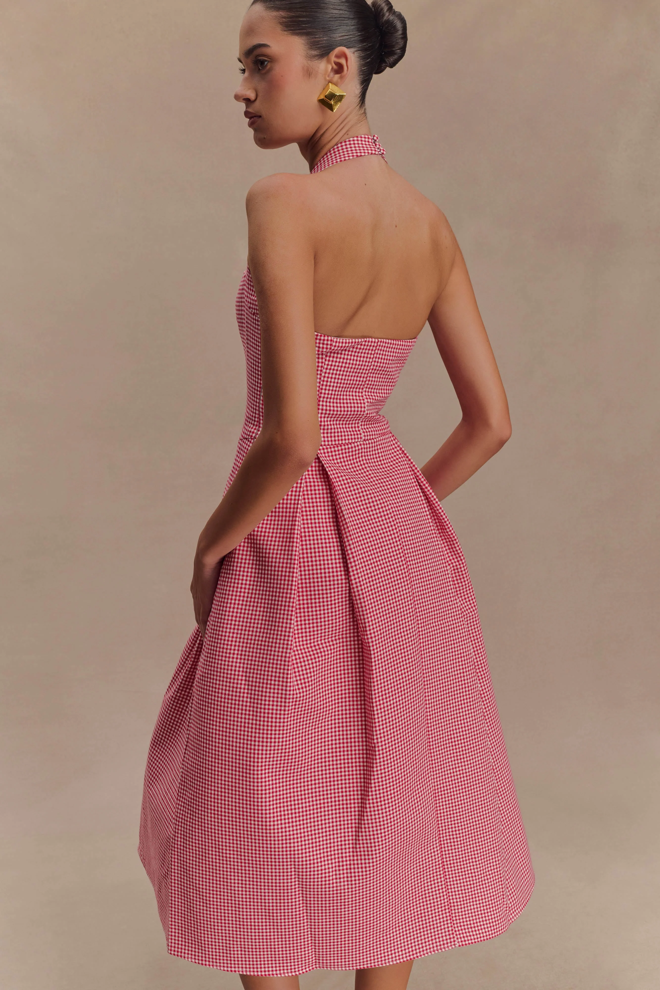 Juana Halter Midi Dress - Red Gingham - Image 4