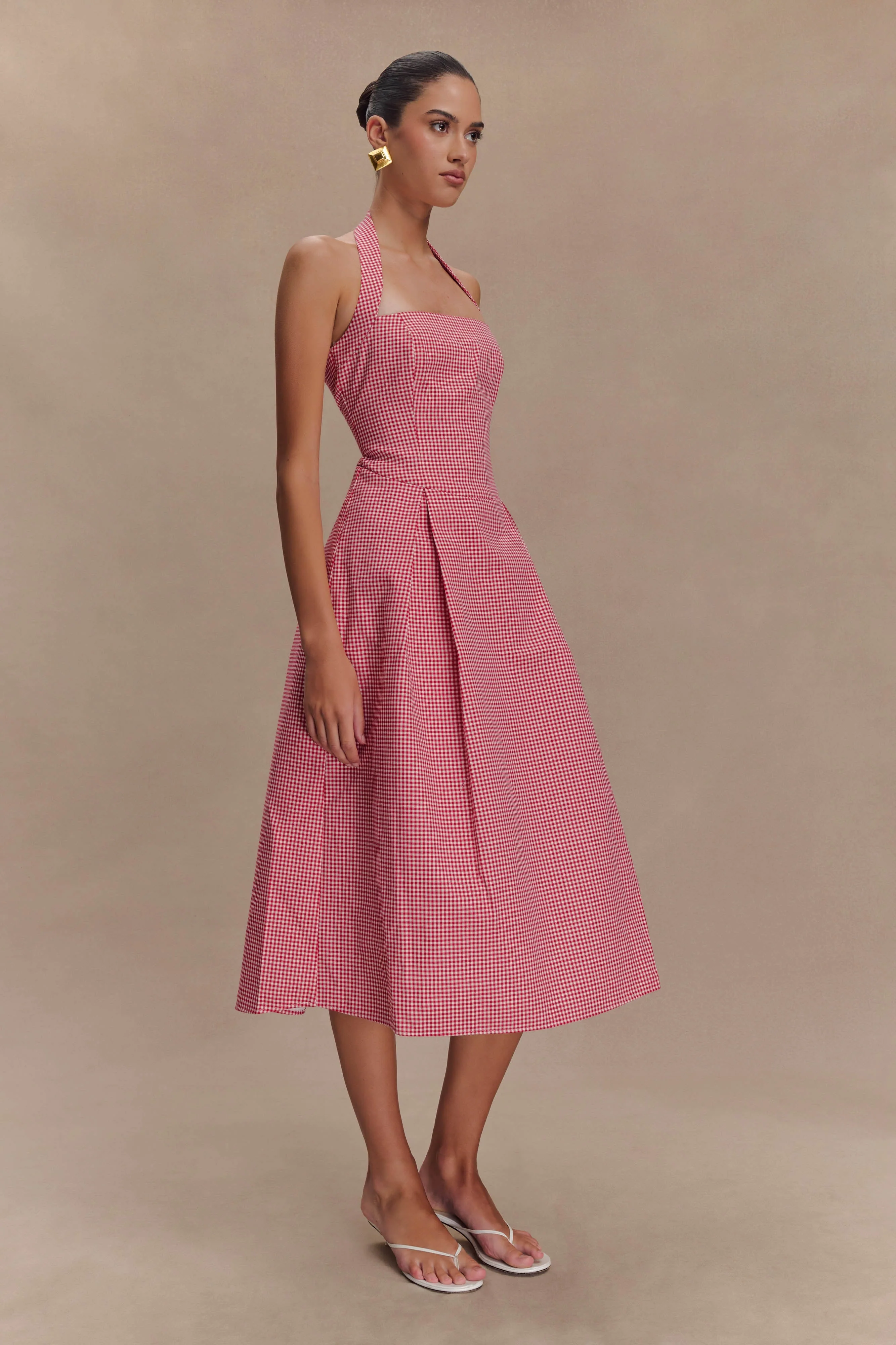 Juana Halter Midi Dress - Red Gingham - Image 6