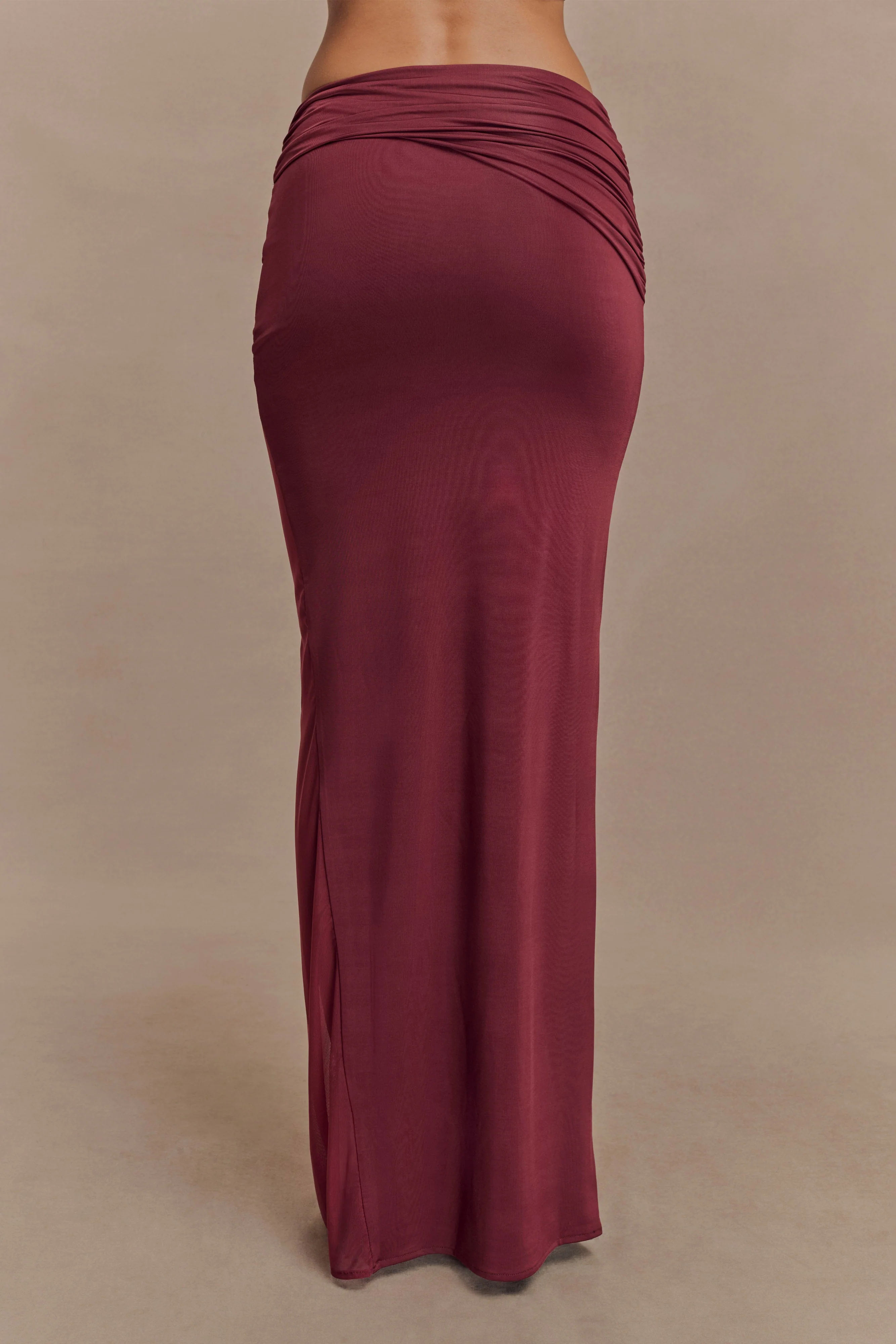 Judy Slinky And Mesh Maxi Skirt - Wine - Image 2