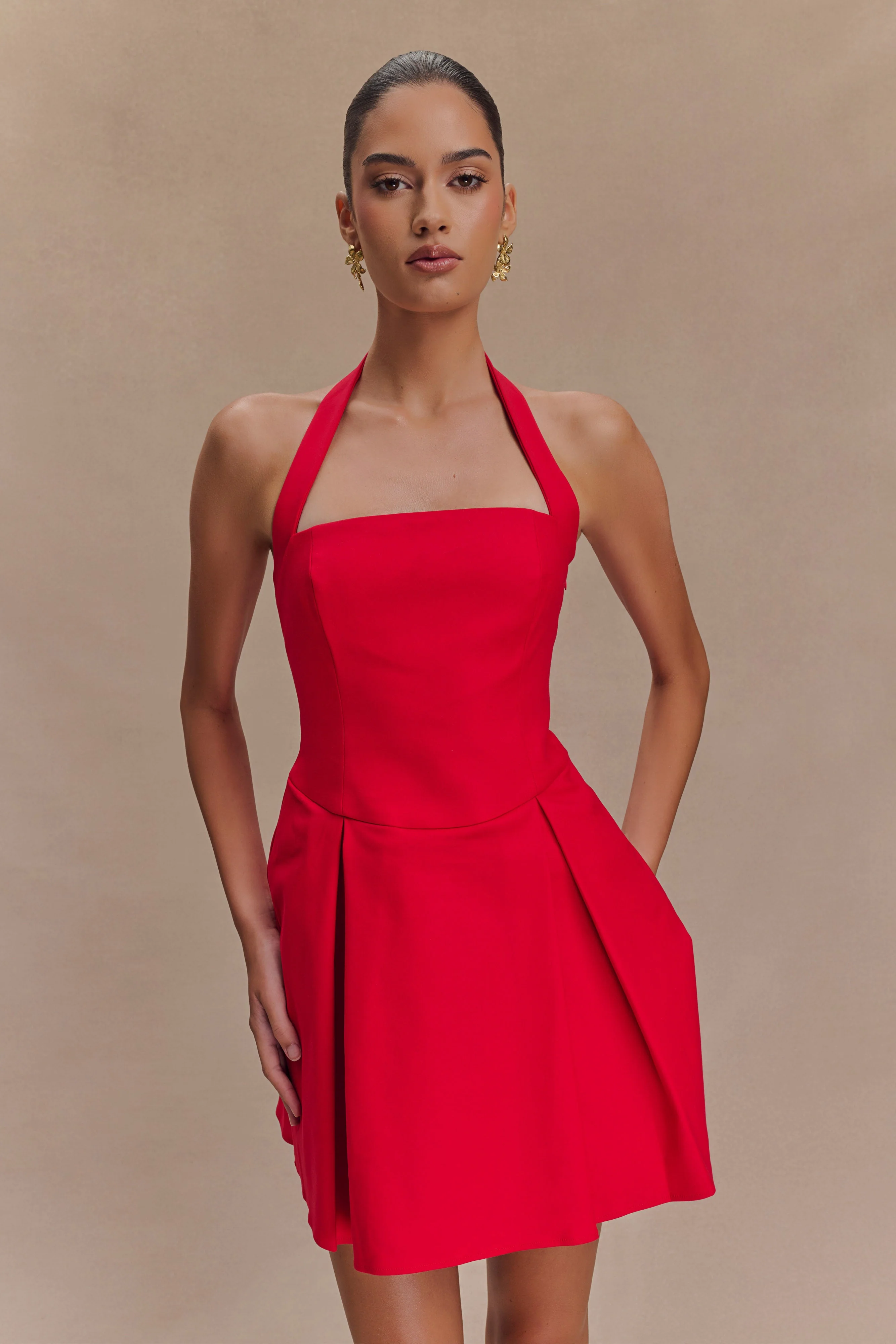 Julia Halter Mini Dress - Red - Image 2