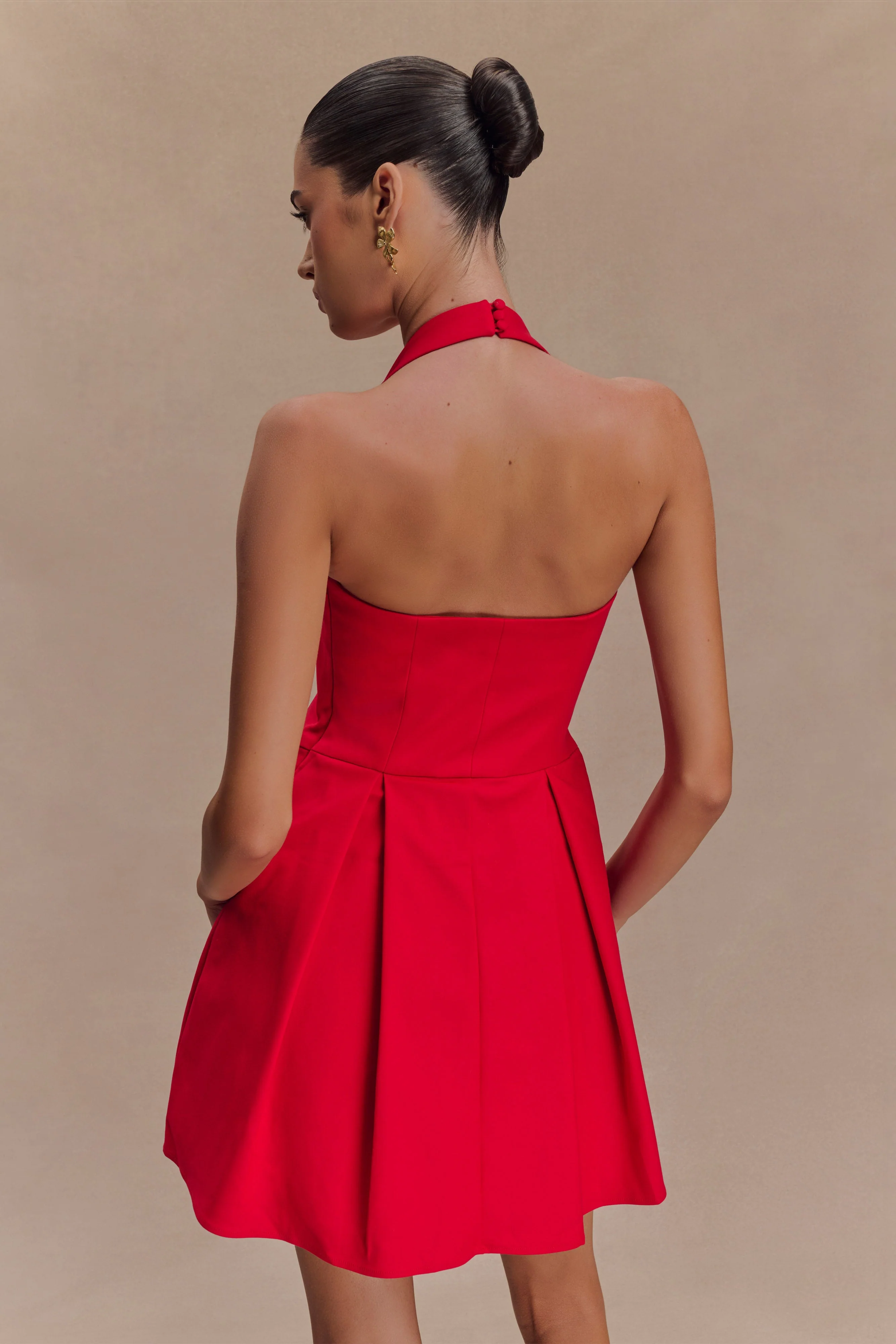 Julia Halter Mini Dress - Red - Image 3