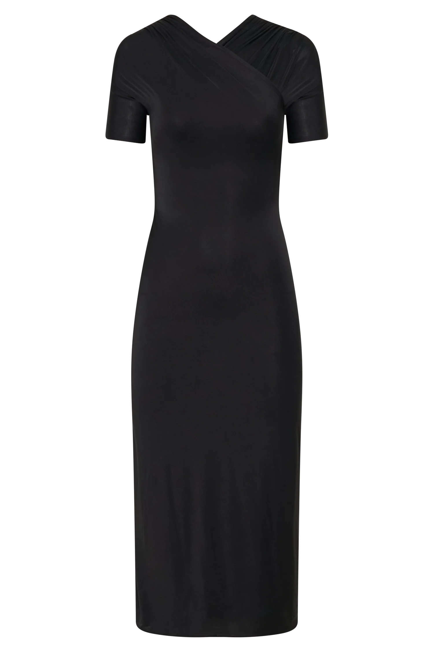 Junie Cross-Over Neck Slinky Maxi Dress - Black - Image 8