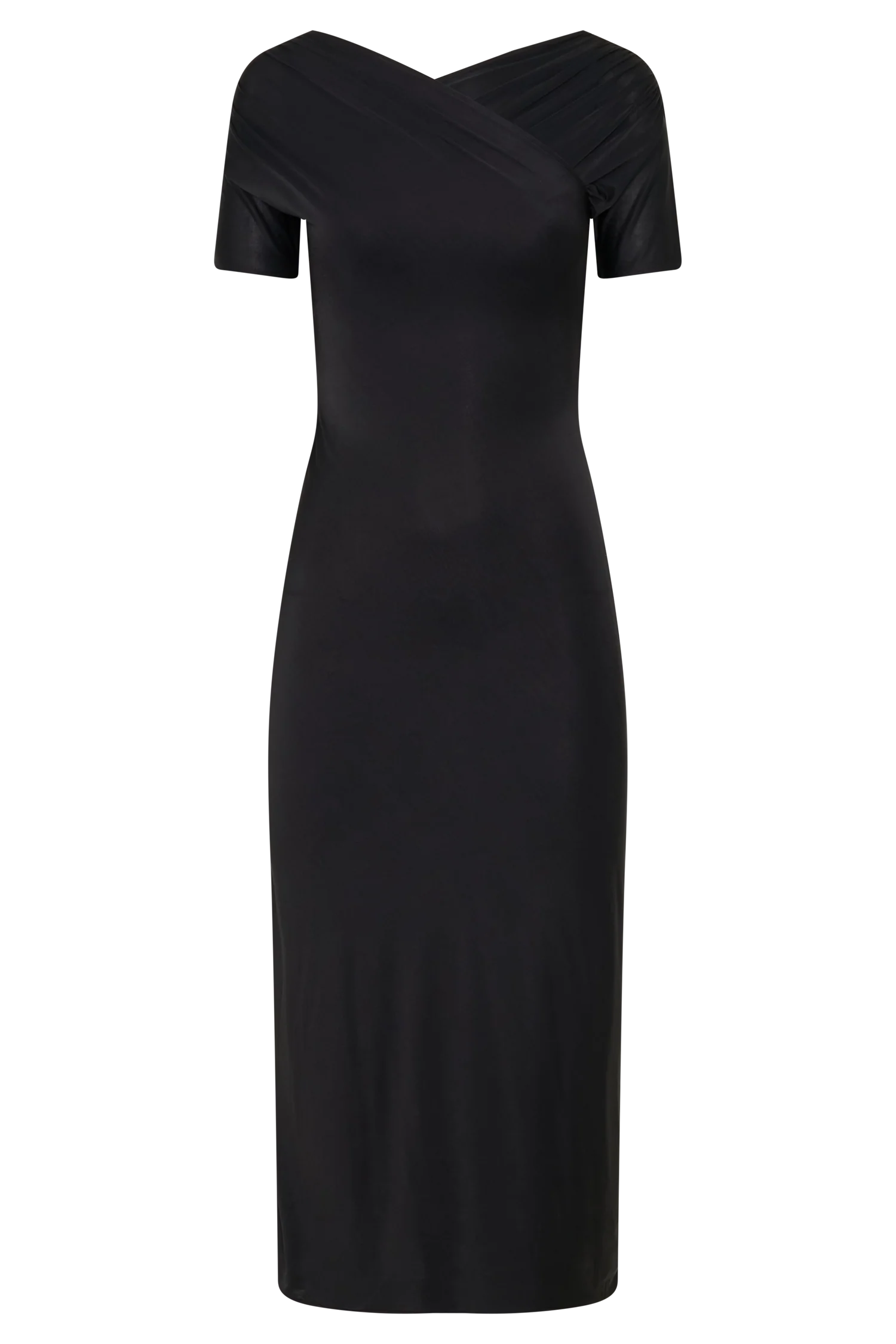 Junie Cross-Over Neck Slinky Maxi Dress - Black - Image 9