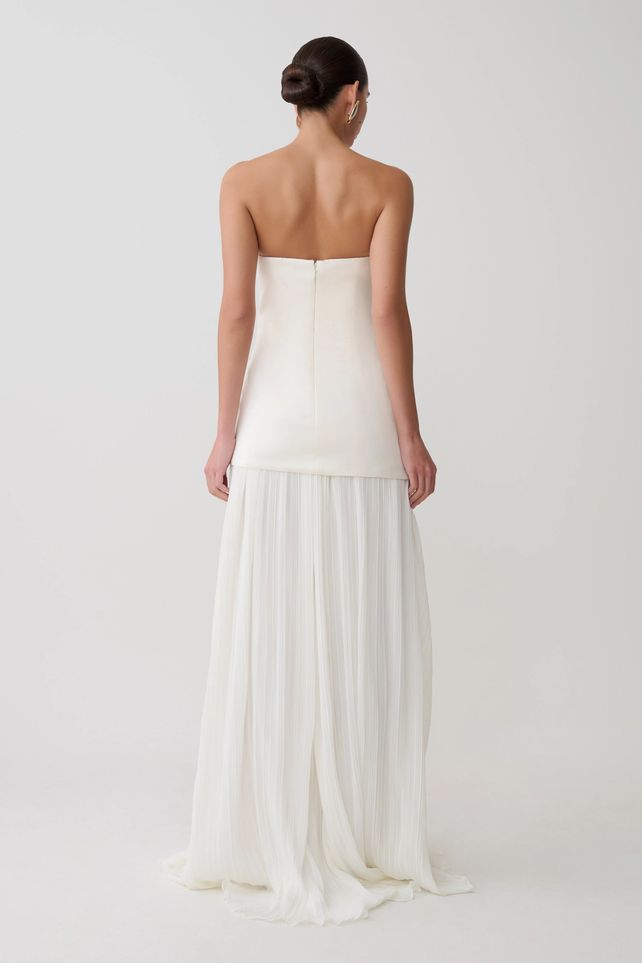 Juno Strapless Pleated Maxi Gown - White - Image 2