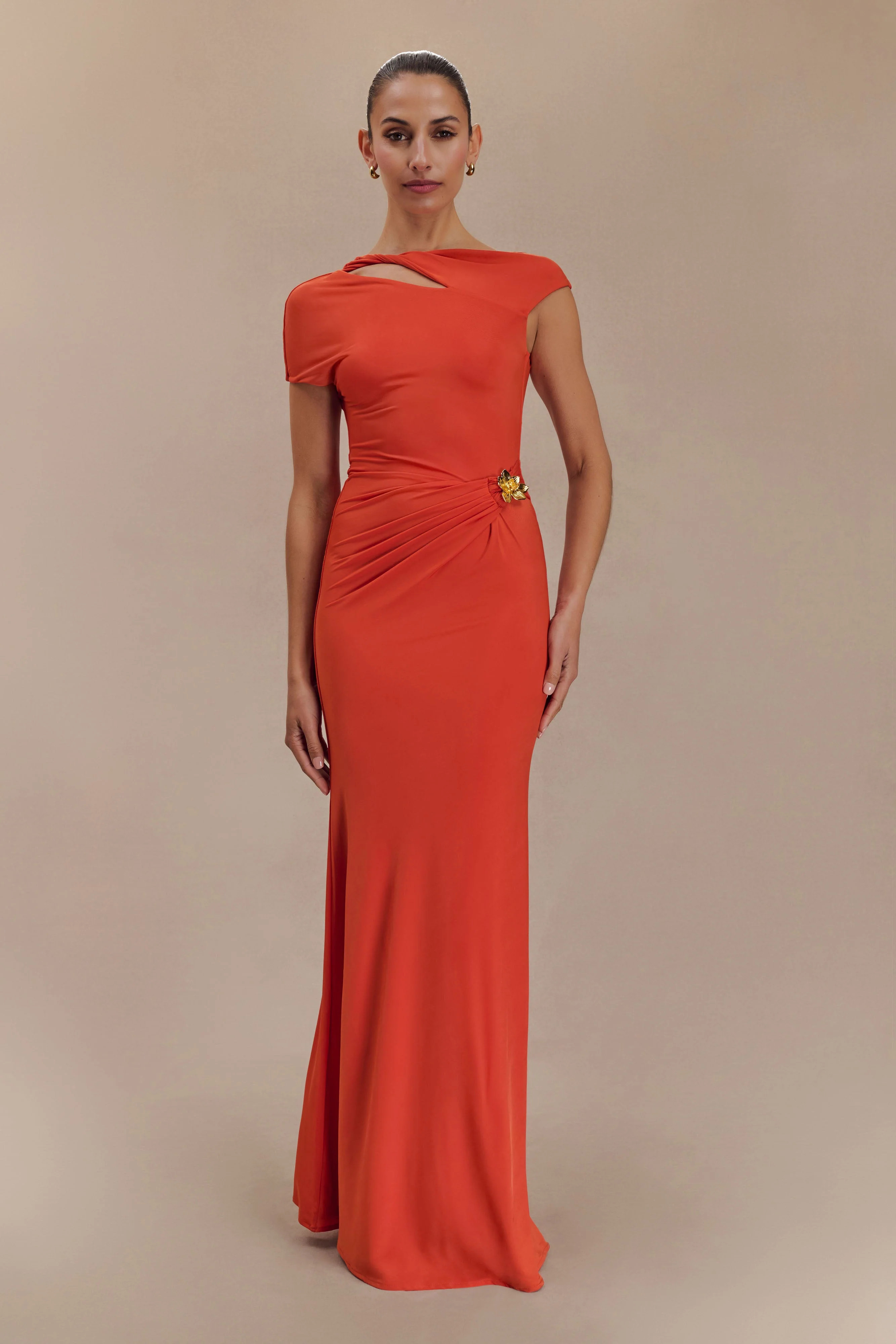 Kaida Slinky Maxi Dress With Hardware - Burnt Orange - Image 2