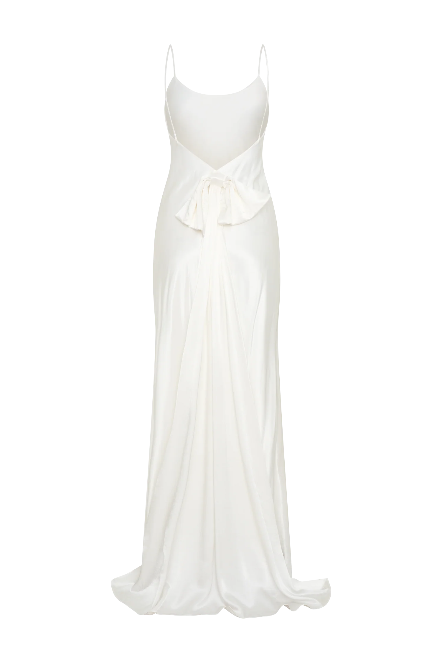 Kailey Low Back Maxi Dress With Bow Train - White - Image 14