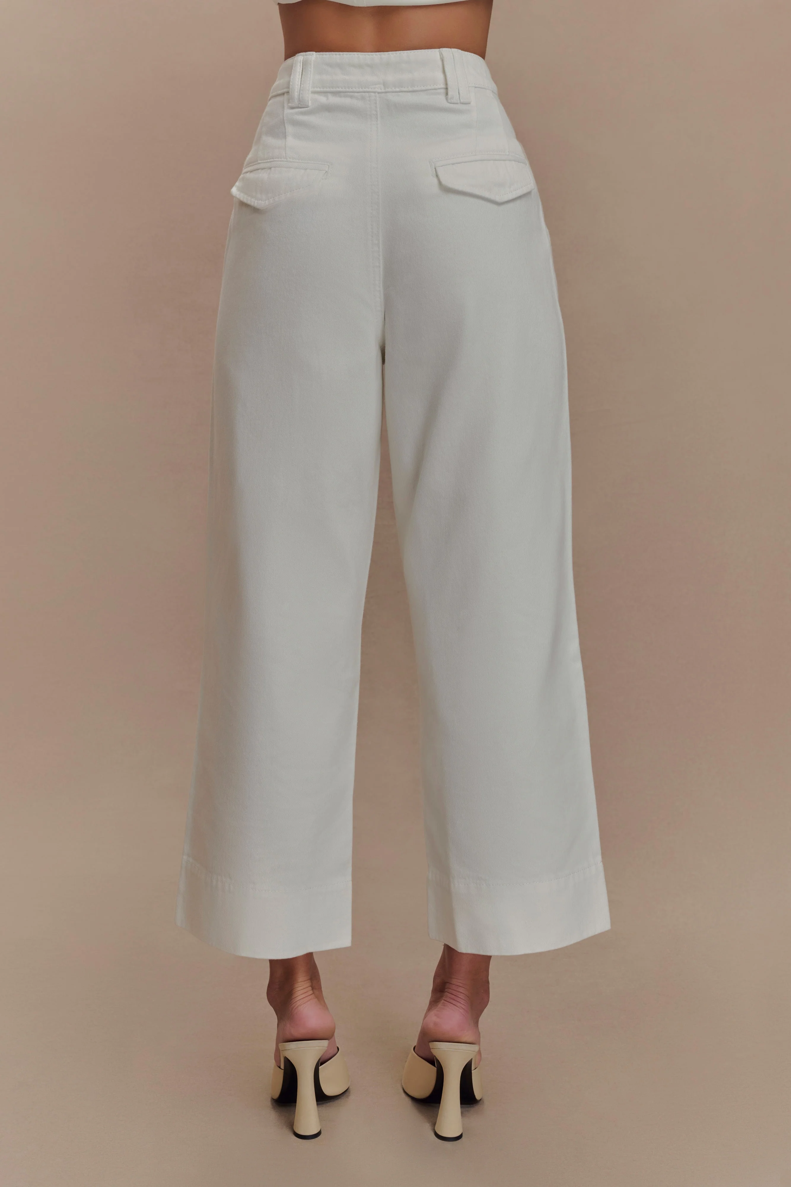 Kaitlyn Cropped Wide Leg Jeans - White - Image 2